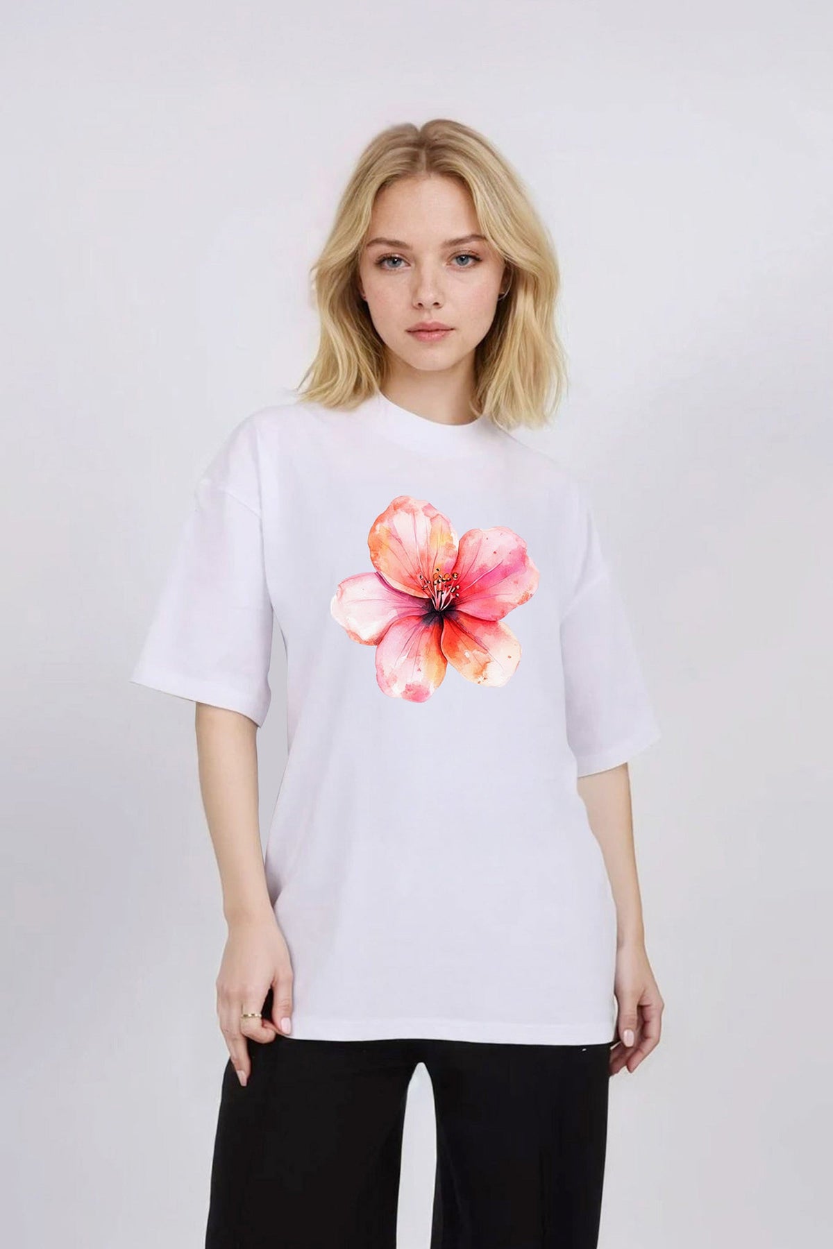 150GSM Oversized T-Shirts in Flower Print