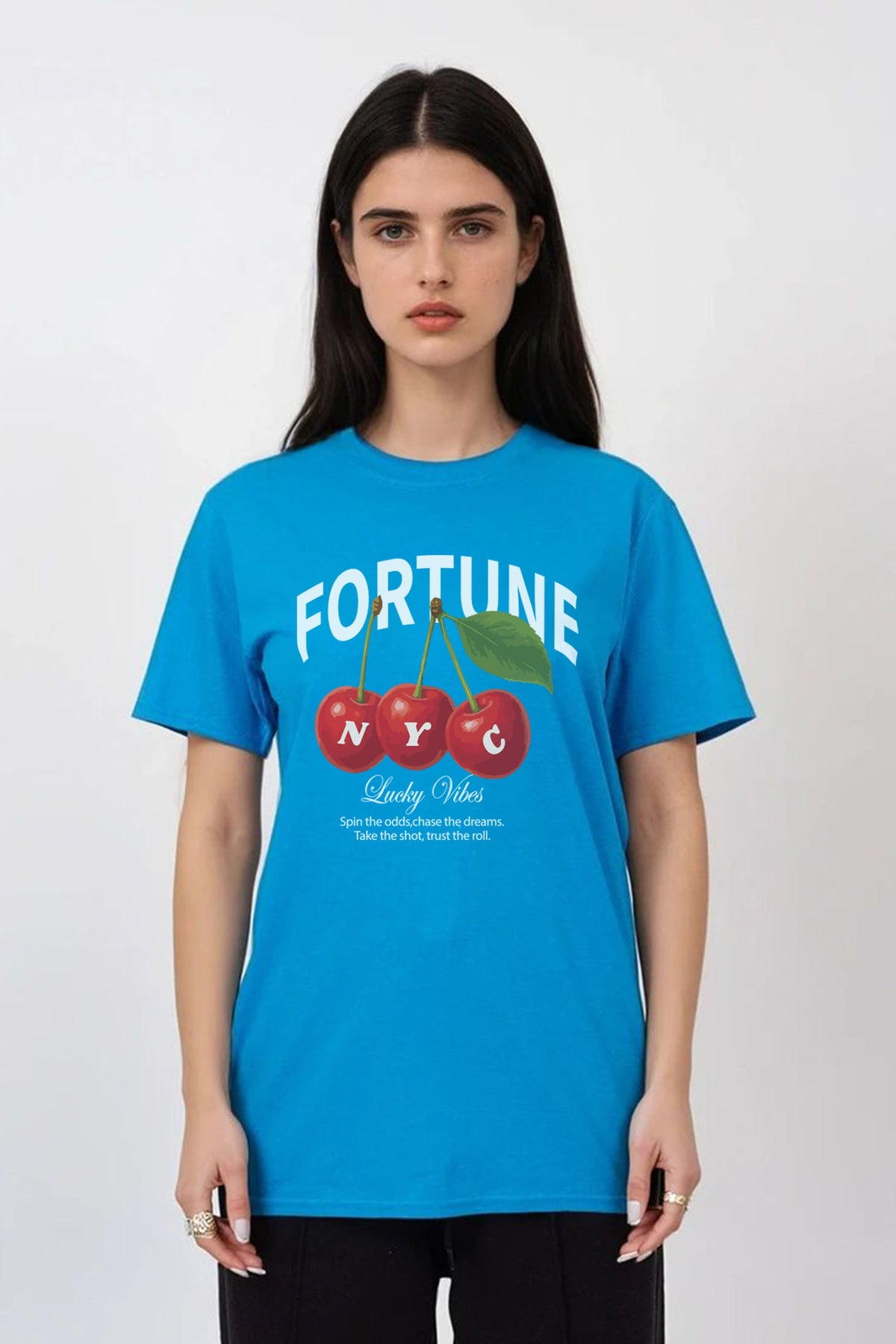 Regular Fit T-shirt in Stay Fortune Cherry Print