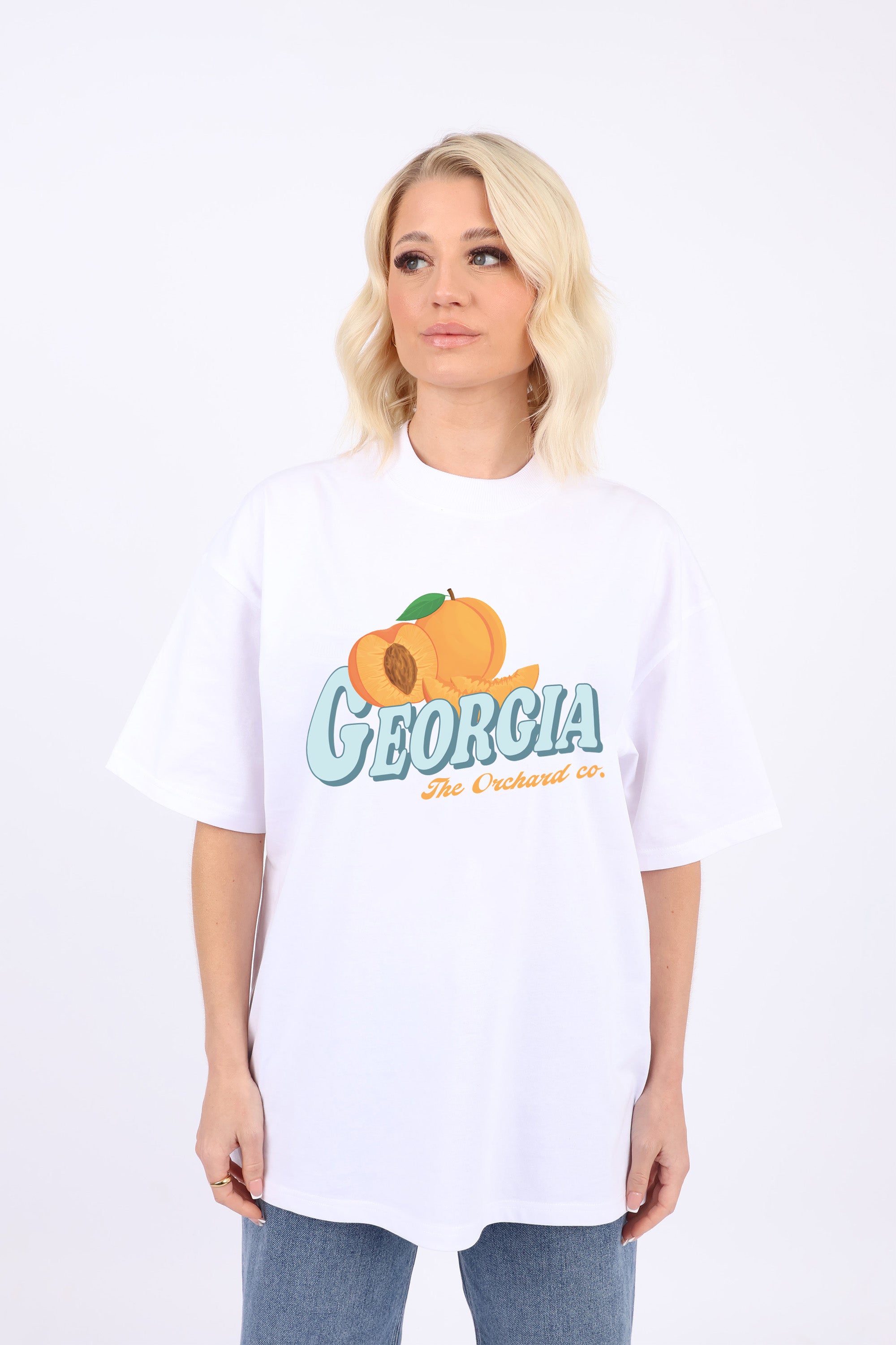 220GSM Oversized T-Shirt In Georgia The Orange Orchard Print