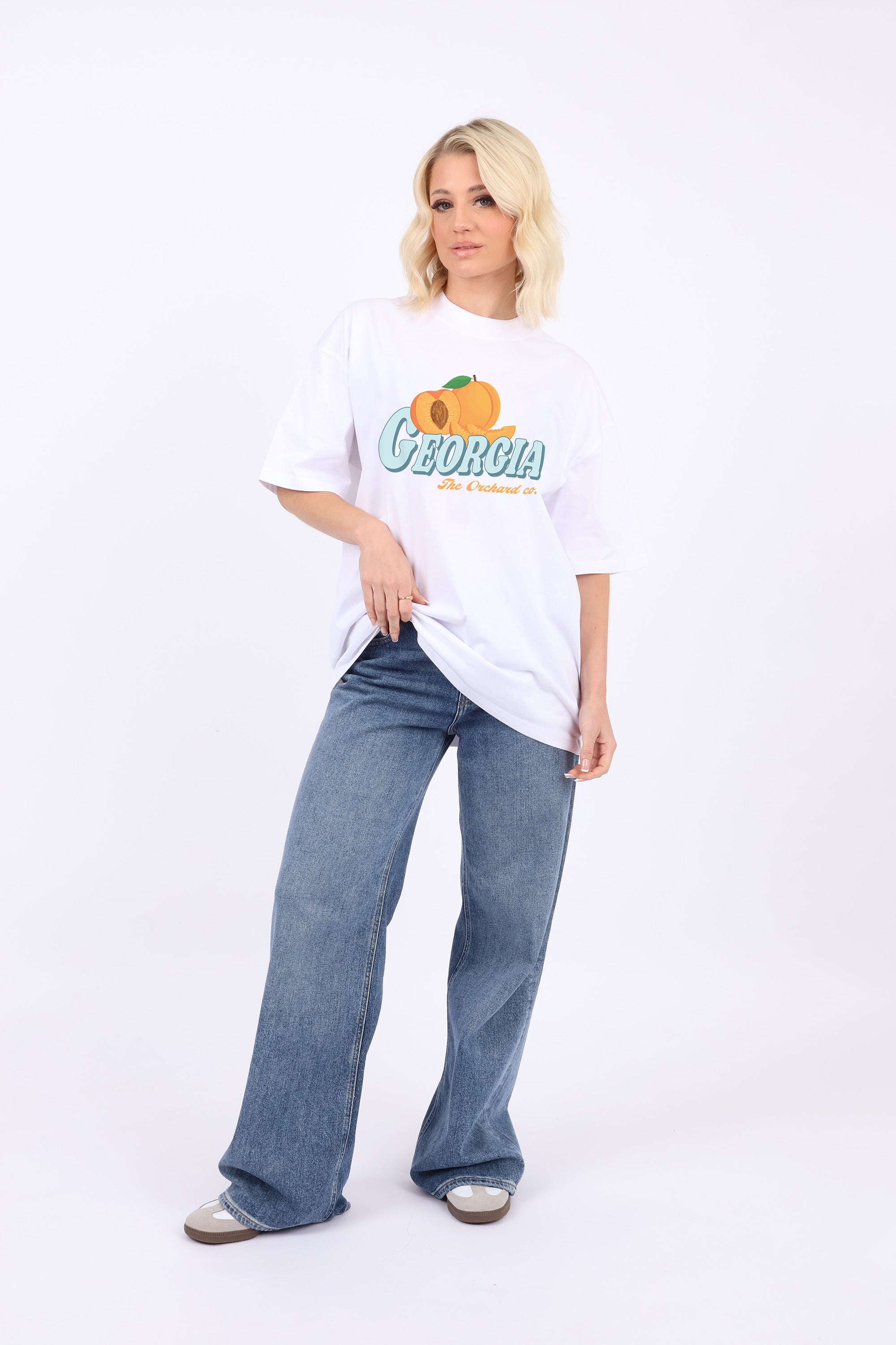 220GSM Oversized T-Shirt In Georgia The Orange Orchard Print