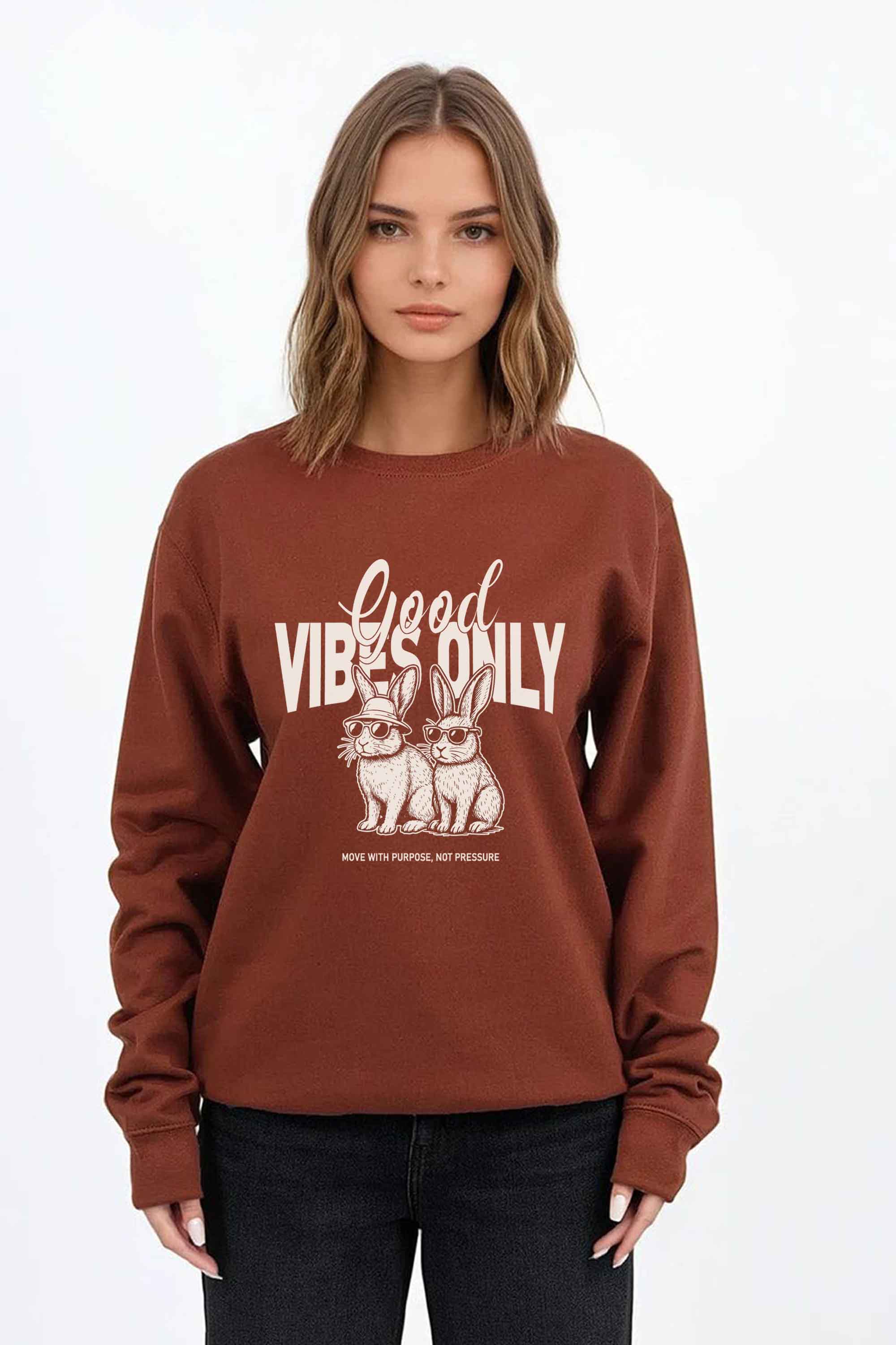 Good Vibes Only Bunny Printed Sweatshirt