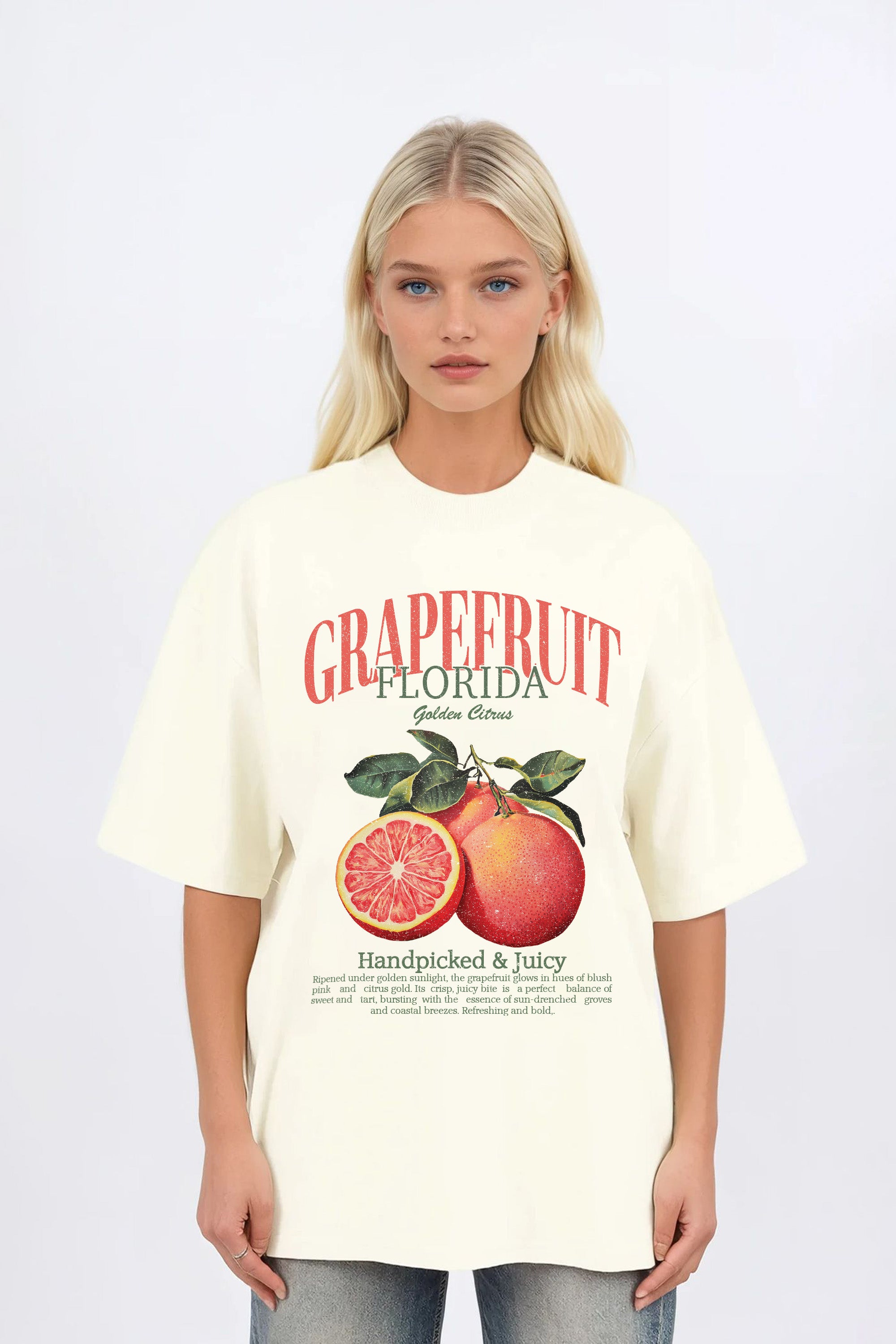 Oversized T-Shirt In Grapefruit Florida Print