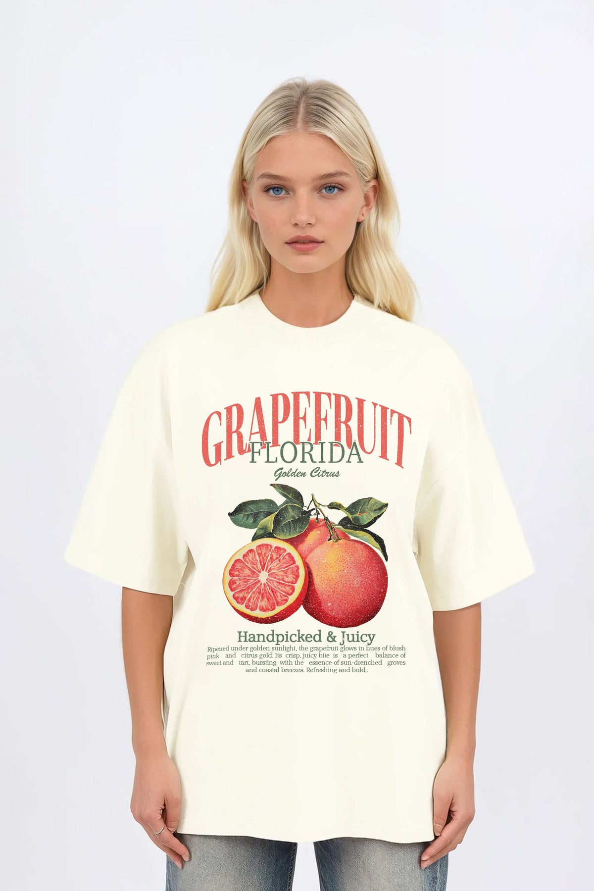 Oversized T-Shirt In Grapefruit Florida Print