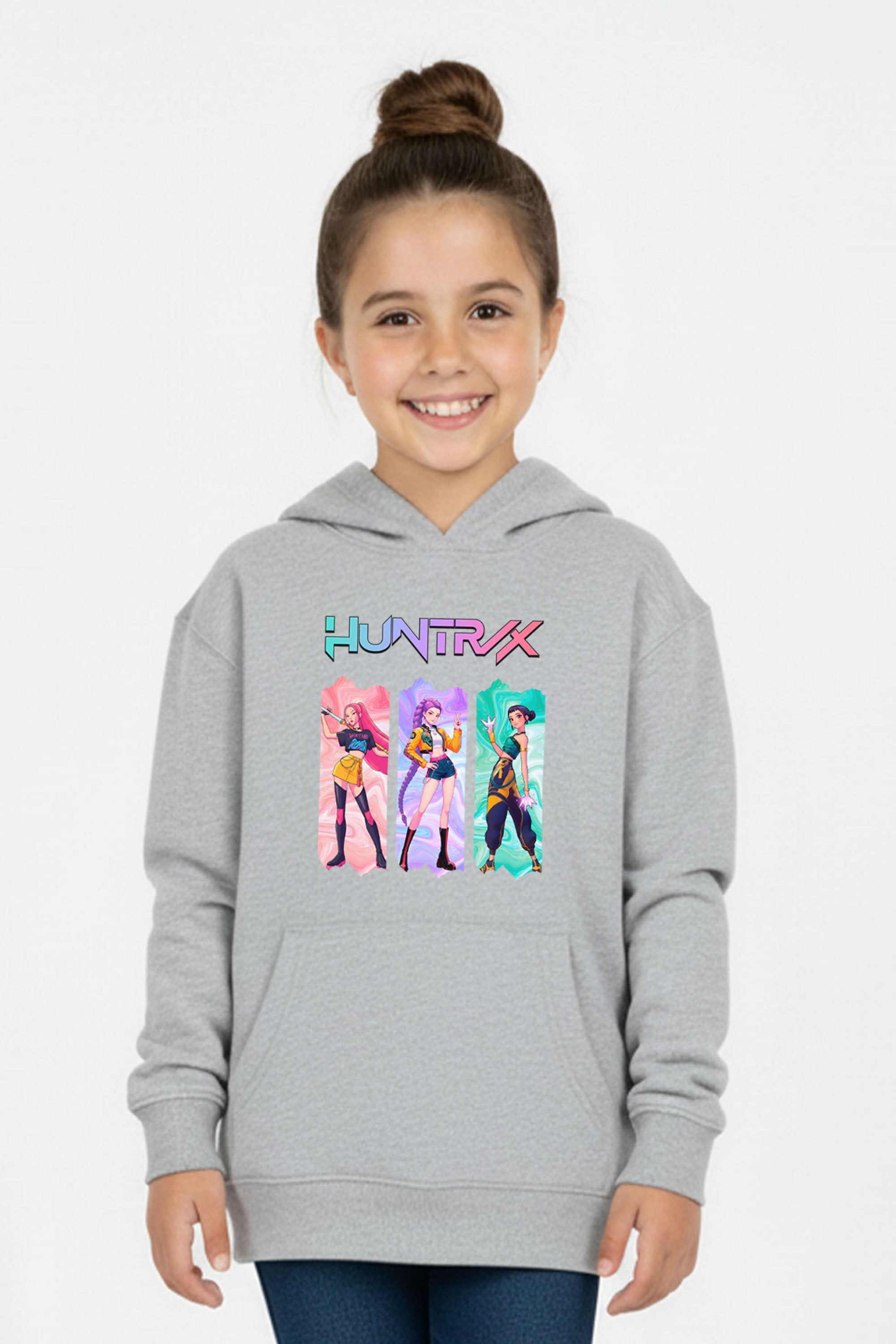 Kids K-pop Trio Graphic Printed Hoodie