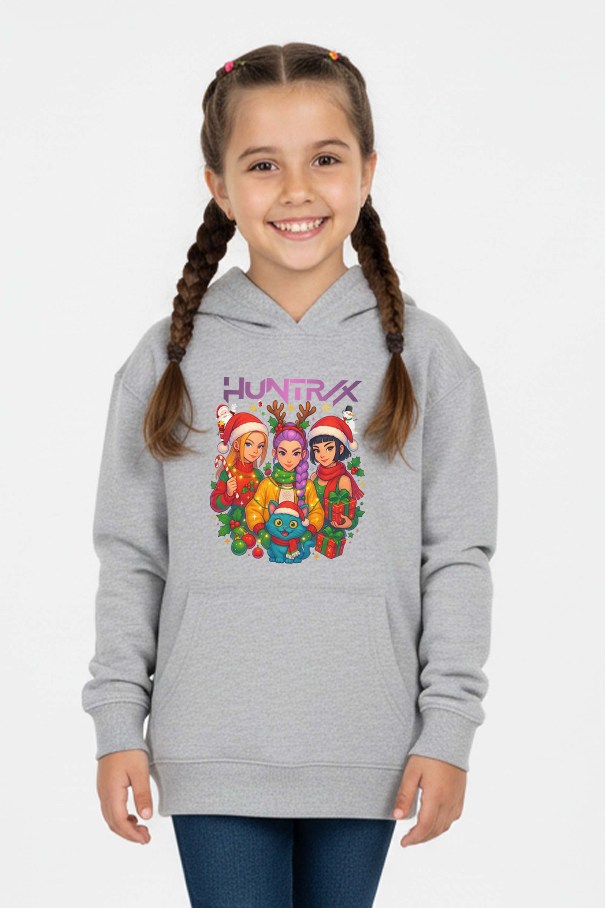 Kids K-Pop Christmas Squad Graphic Printed Hoodie