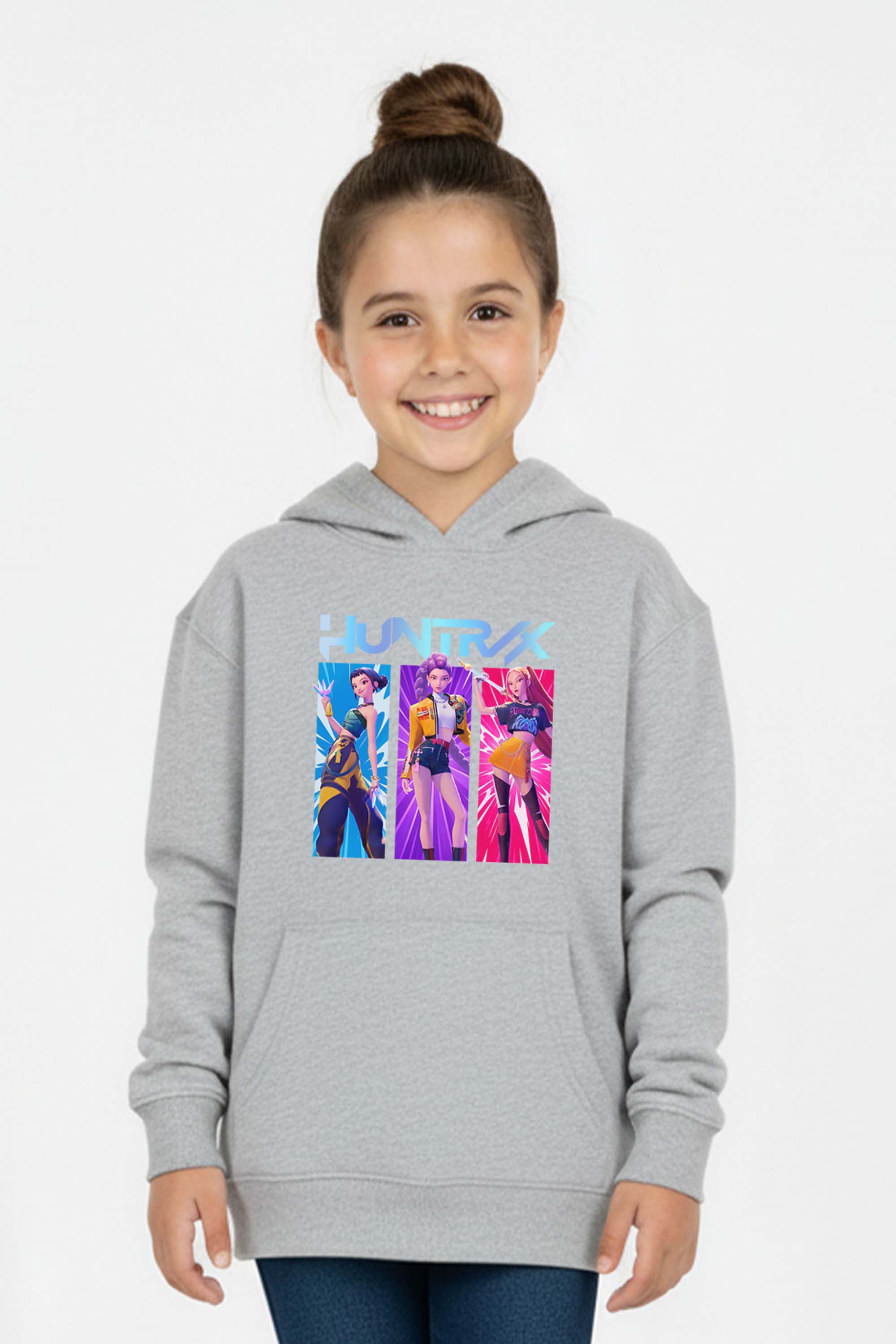 Kids K-Pop Girl Trio Graphic Printed Hoodie