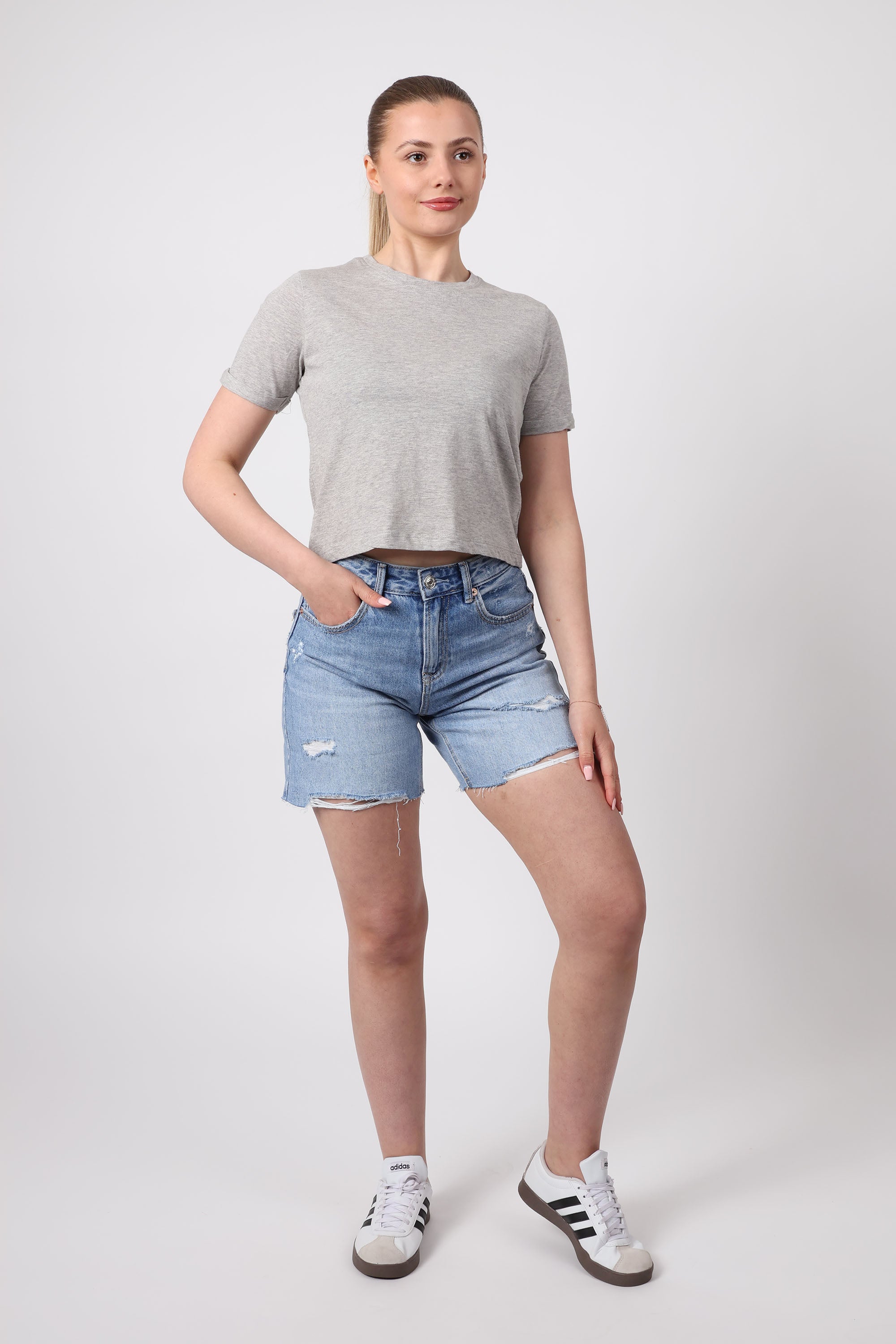 Cropped Plain T-Shirt (Pack Of 6)