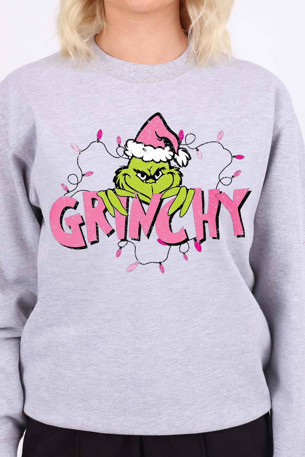 Grinchy Distressed Printed Sweatshirt | Christmas Jumper (Pack of 4)