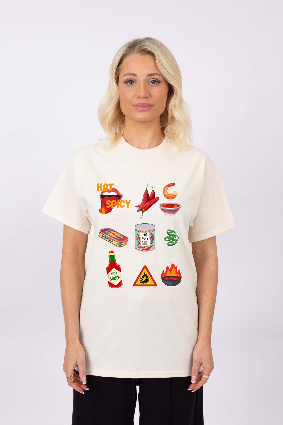 Regular Fit T-shirt in Hot and Spicy Food Print