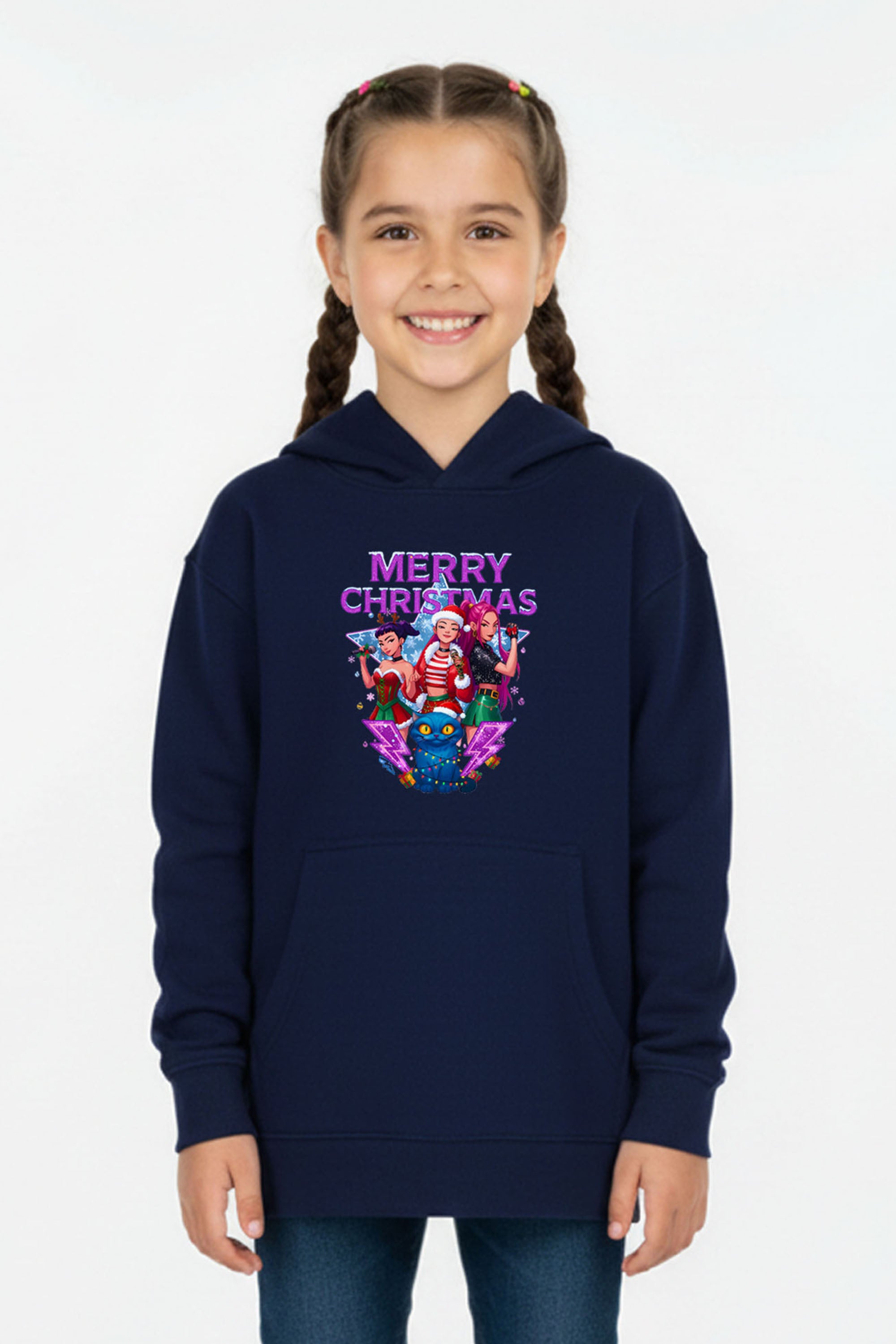 Kids Kpop Girls squad Christmas Printed Hoodie