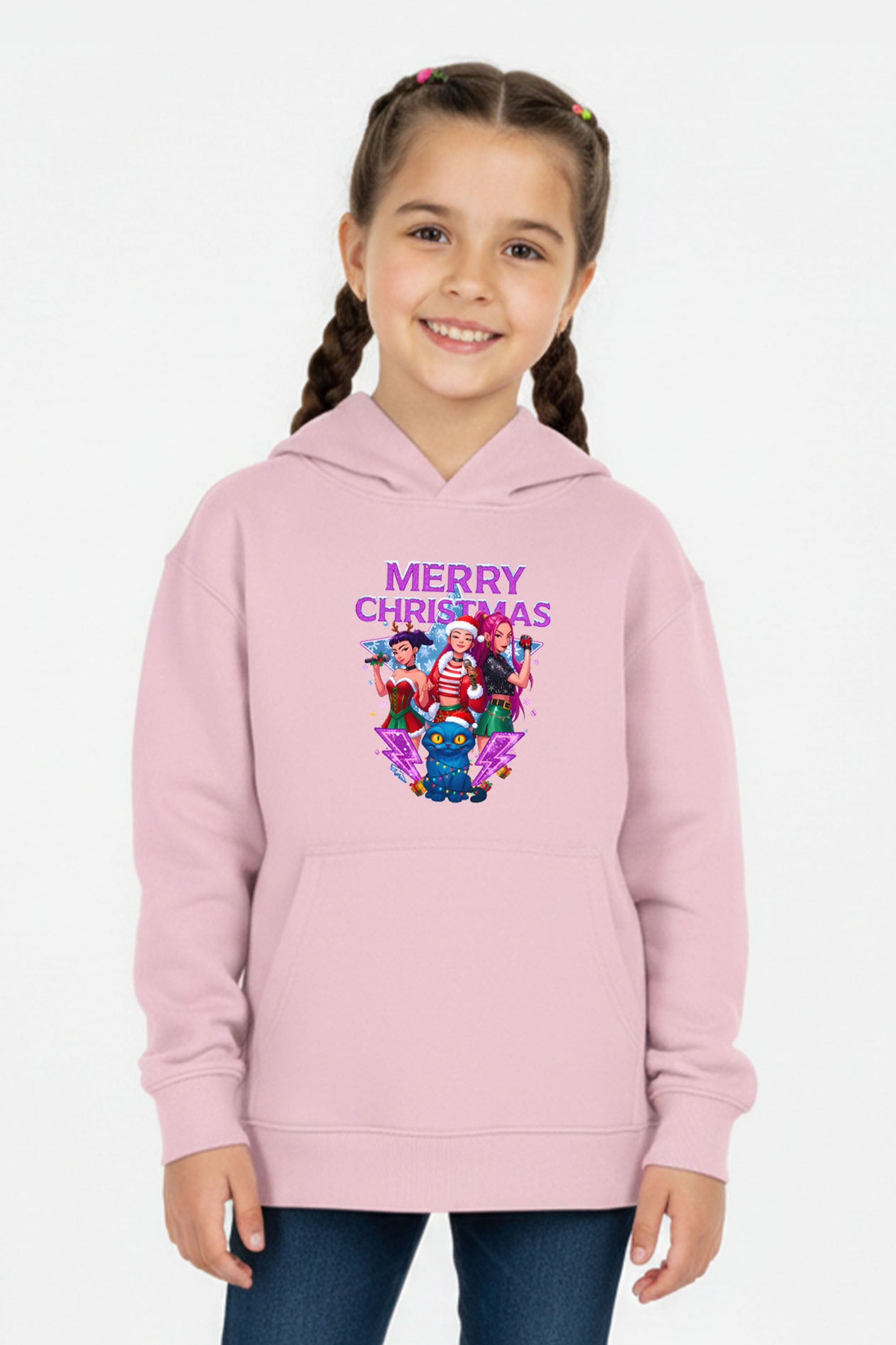 Kids Kpop Girls squad Christmas Printed Hoodie