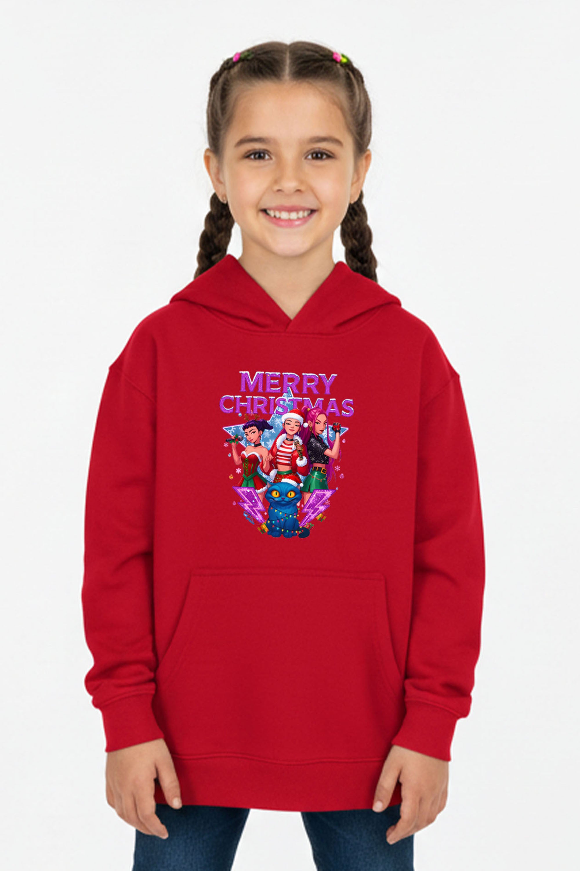 Kids Kpop Girls squad Christmas Printed Hoodie