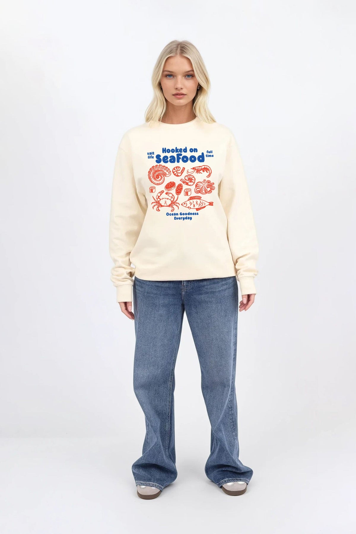 Hooked on Seafood Printed Sweatshirt