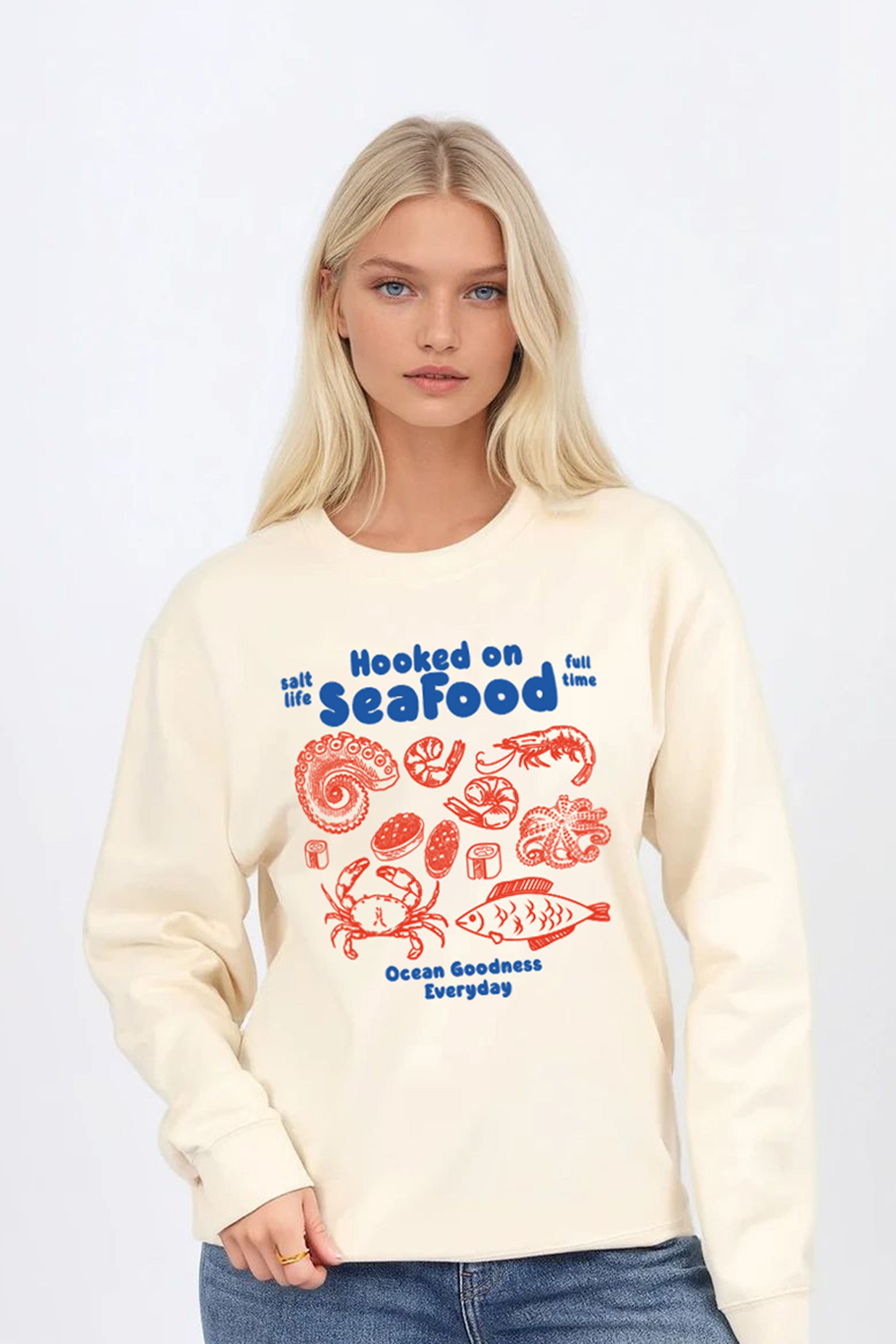 Hooked on Seafood Printed Sweatshirt