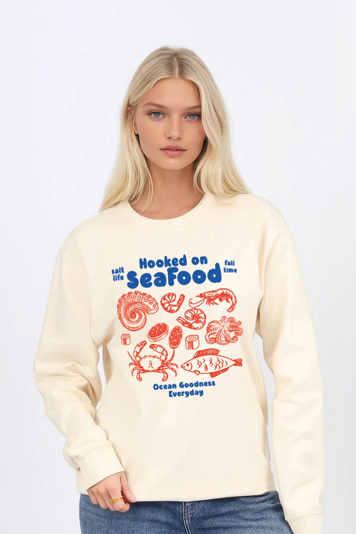 Hooked on Seafood Printed Sweatshirt