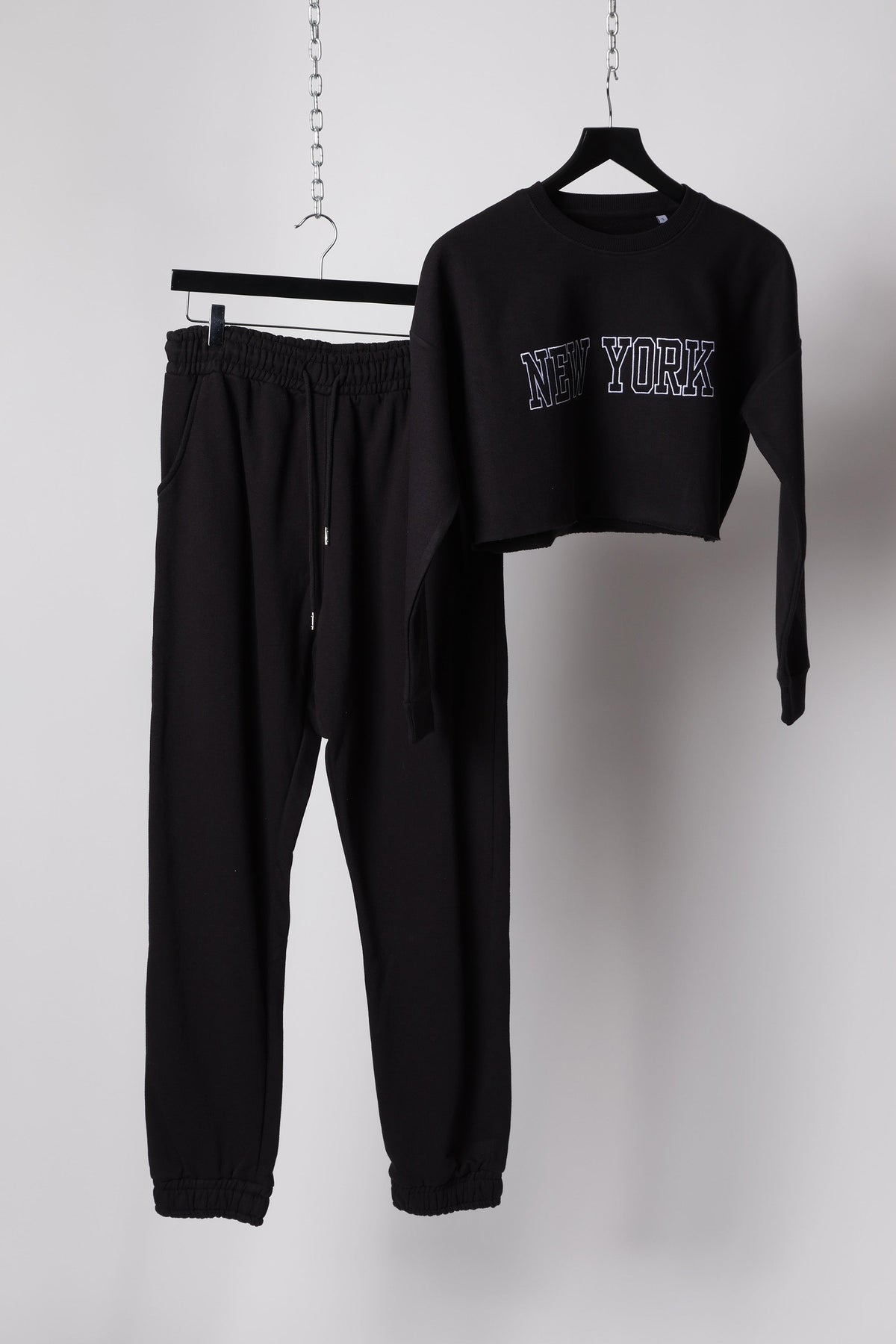 Embroidered “New York” Cropped Sweatshirt & Jogger Co-Ord Set (Pack of 3)