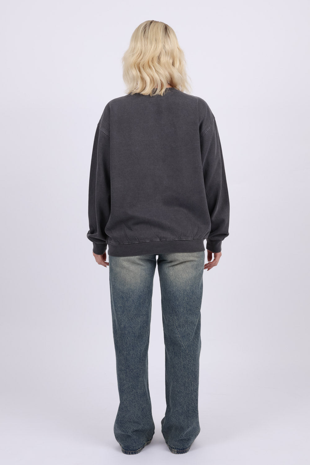 Unisex Acid Washed Plain Sweatshirt