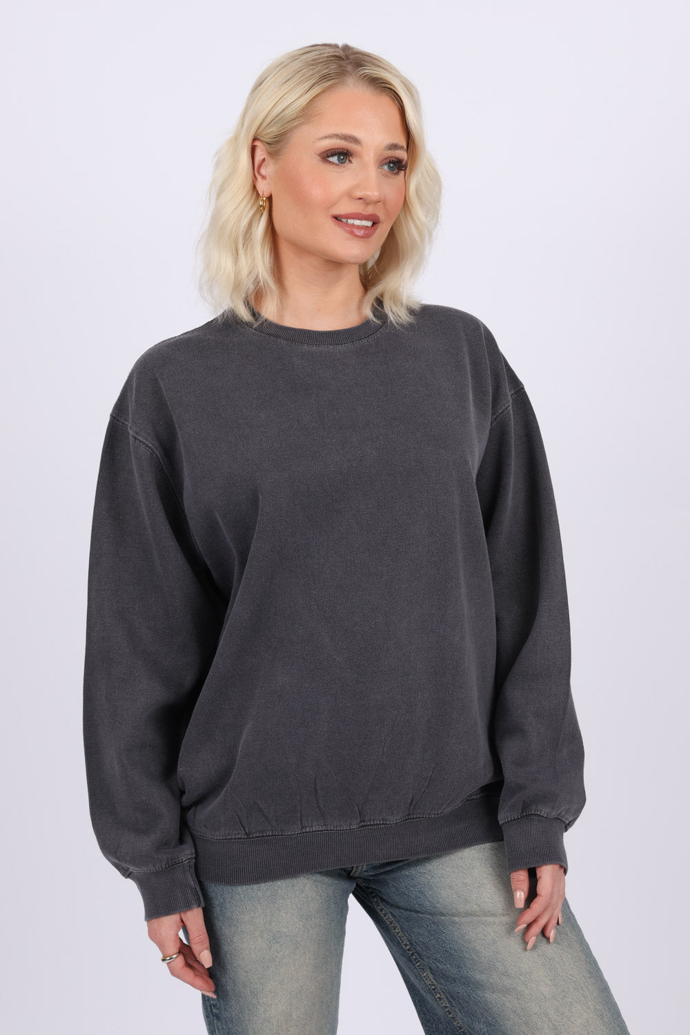 Unisex Acid Washed Plain Sweatshirt
