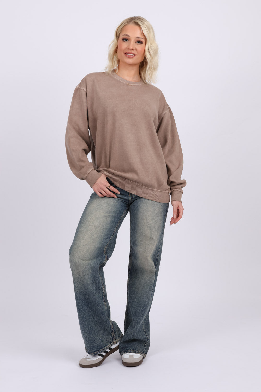 Unisex Acid Washed Plain Sweatshirt