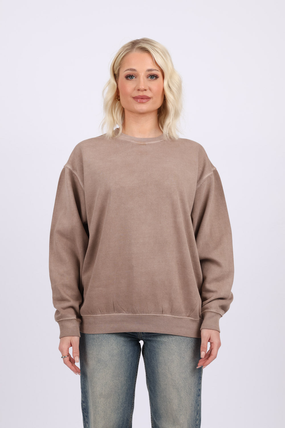 Unisex Acid Washed Plain Sweatshirt