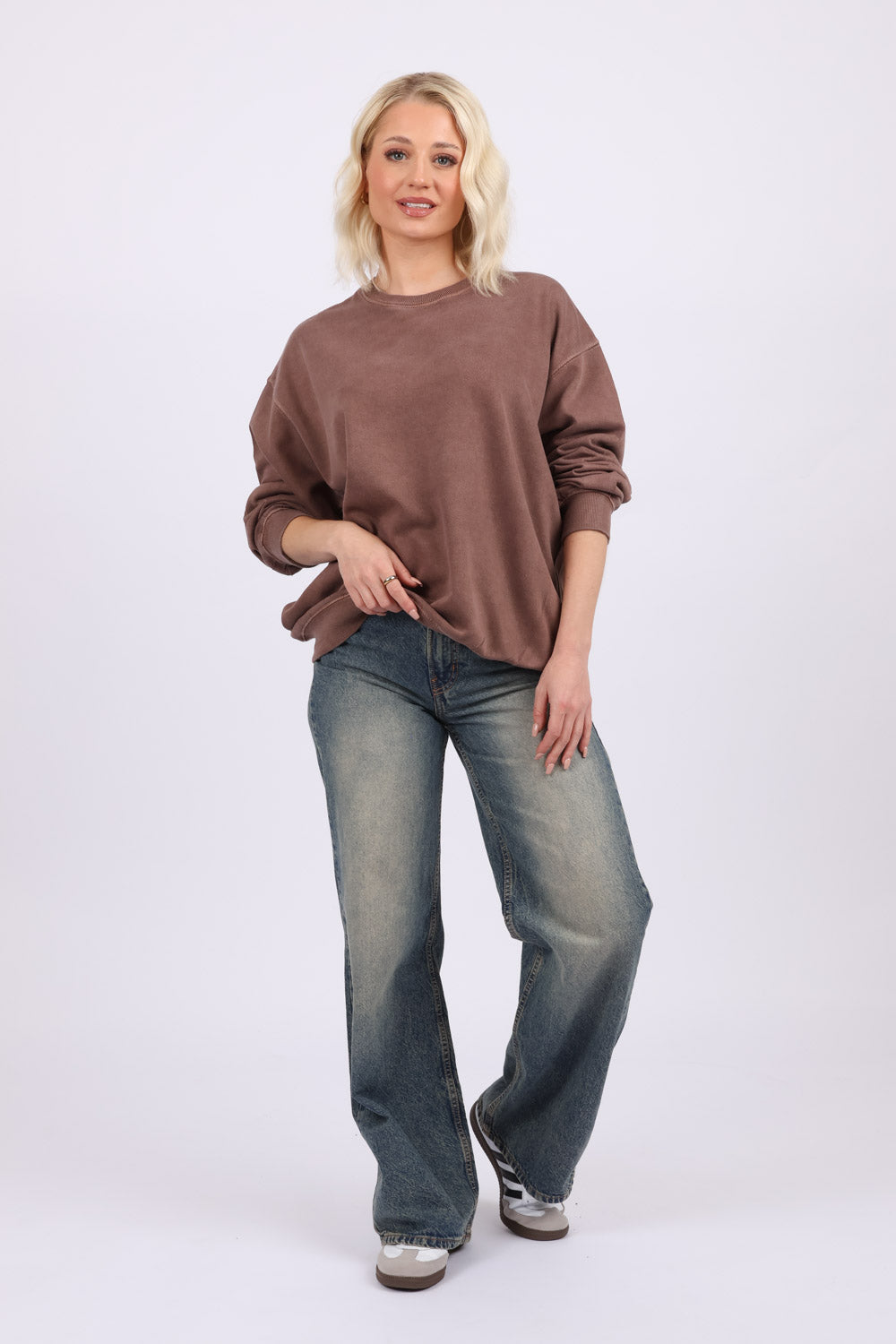 Unisex Acid Washed Plain Sweatshirt