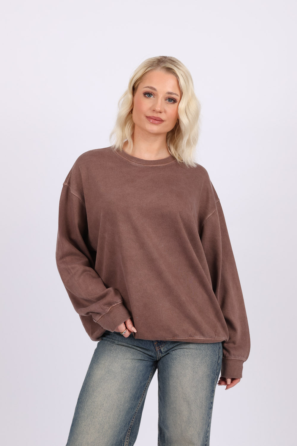 Unisex Acid Washed Plain Sweatshirt