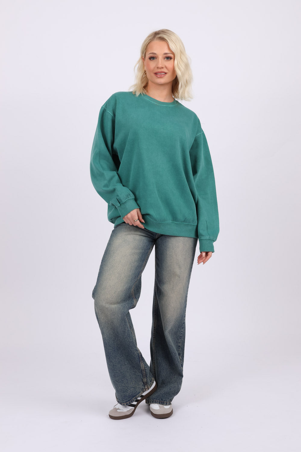 Unisex Acid Washed Plain Sweatshirt