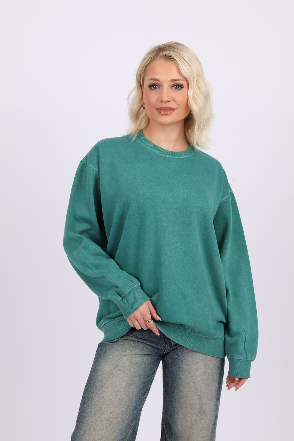 Unisex Acid Washed Plain Sweatshirt