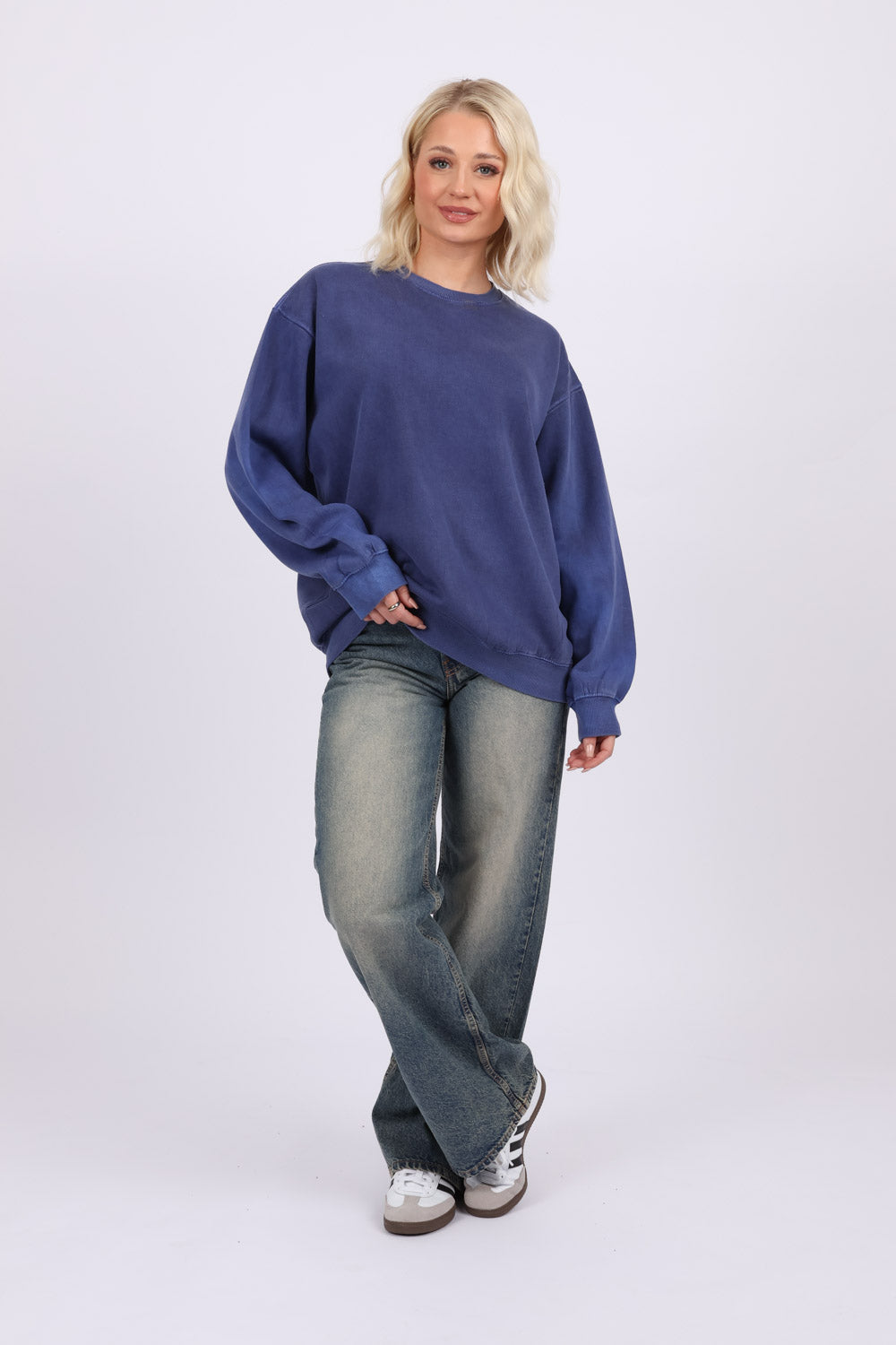 Unisex Acid Washed Plain Sweatshirt