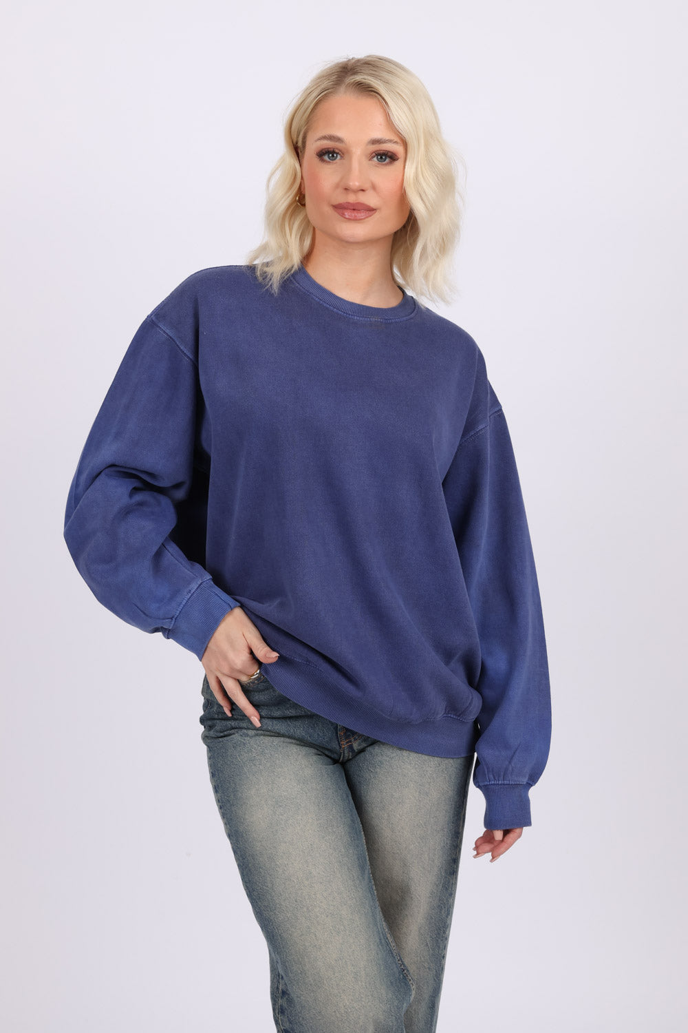 Unisex Acid Washed Plain Sweatshirt