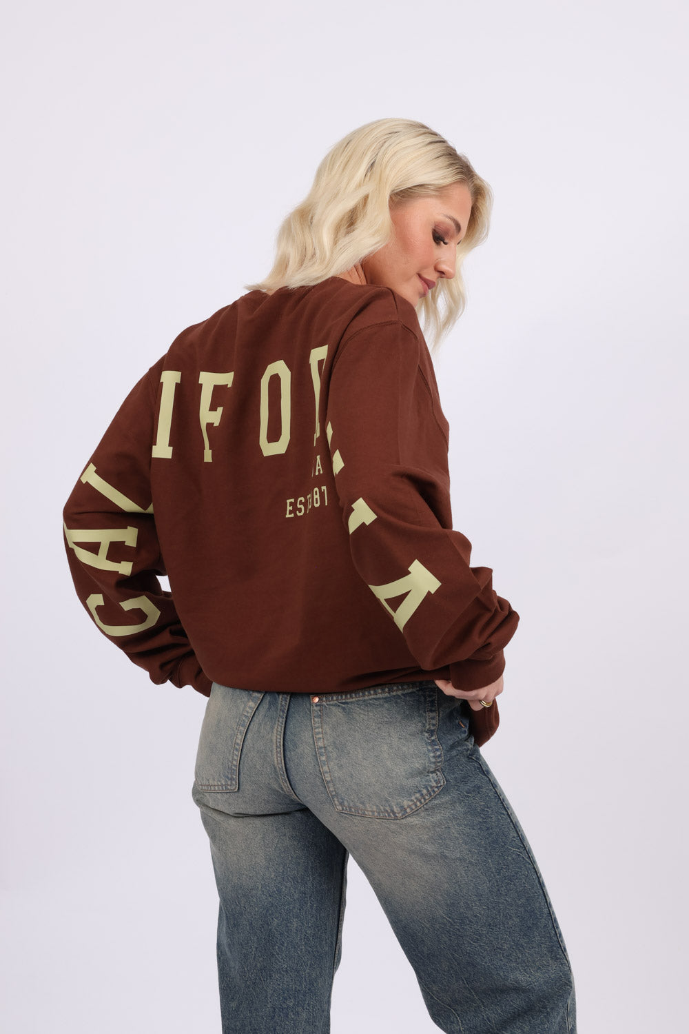 Sleeve-to-Body California Print Sweatshirt