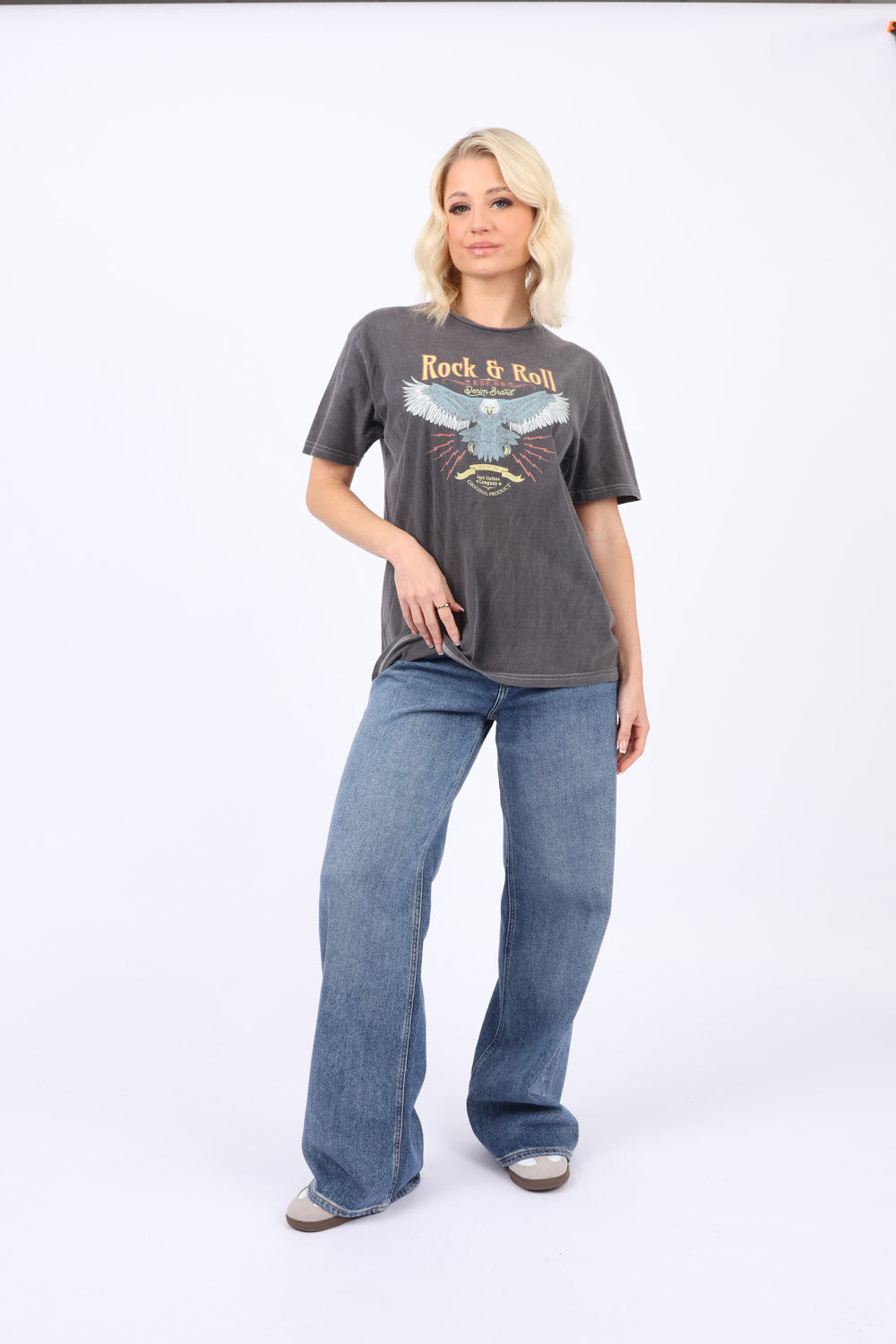 Rock n Roll Eagle Acid Wash T-Shirt