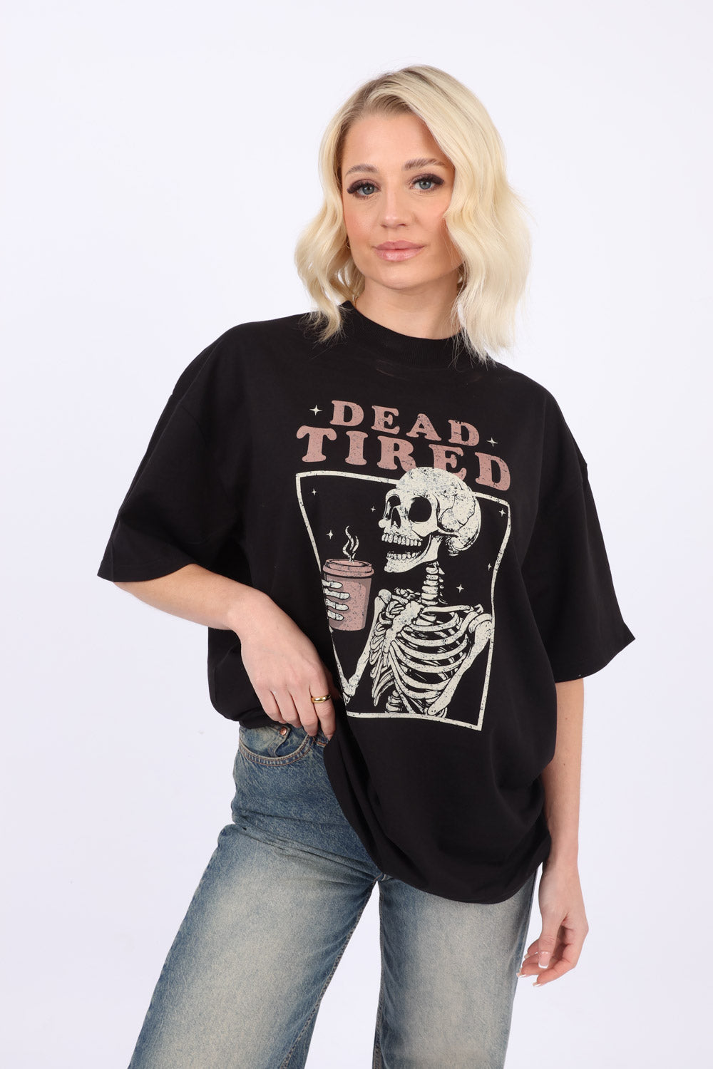 220GSM Oversize T-Shirt in Dead Tired Print