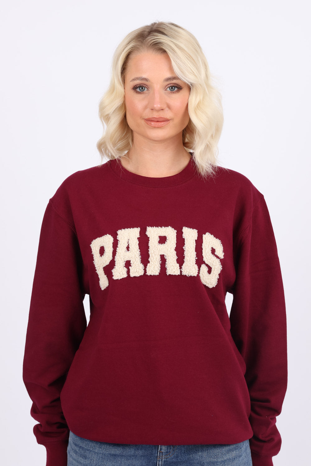 Paris Laser-Cut Bouclé Appliqué Sweatshirt