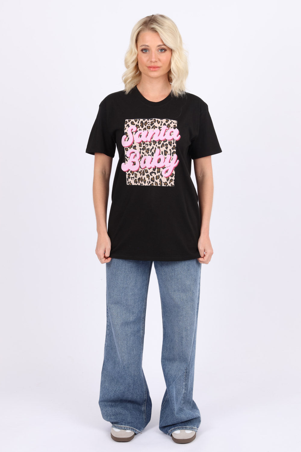 Leopard Santa Baby Christmas Printed T-shirt