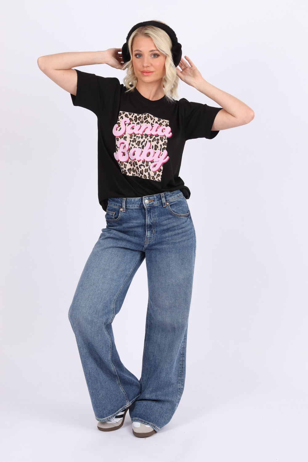 Leopard Santa Baby Christmas Printed T-shirt