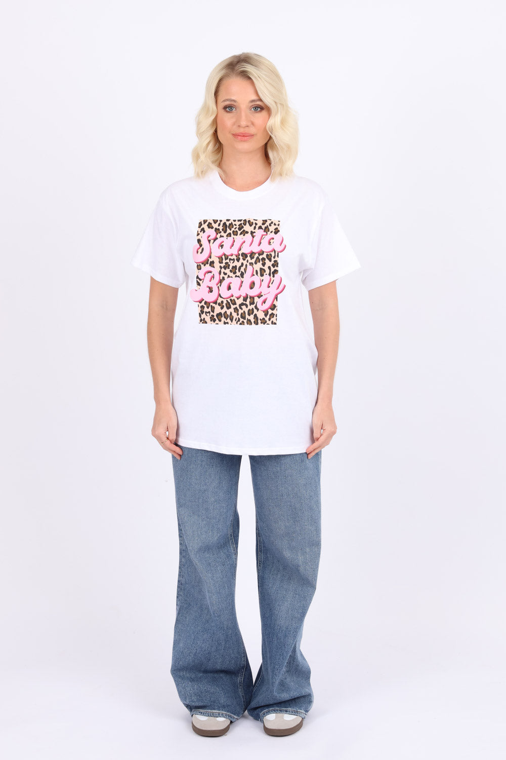 Leopard Santa Baby Christmas Printed T-shirt