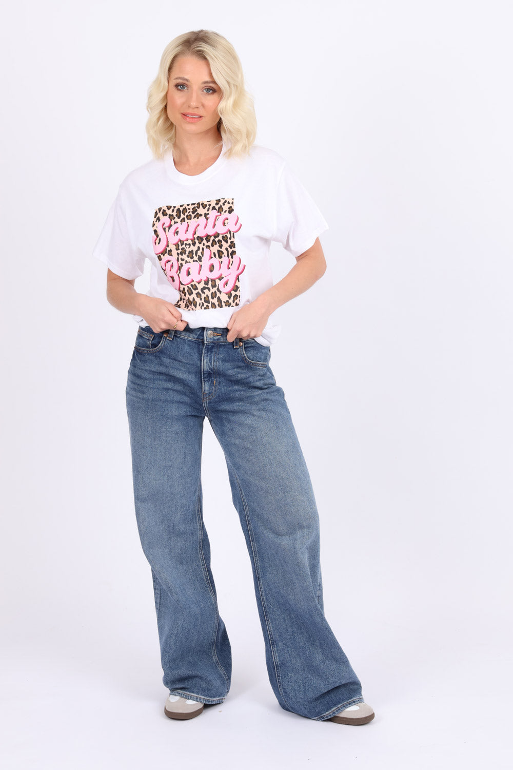 Leopard Santa Baby Christmas Printed T-shirt