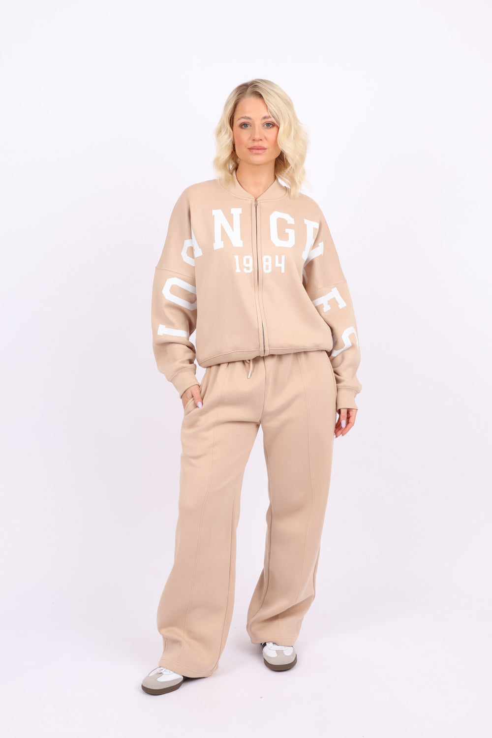 Bomber Style Fleece Zipper Co-ord Set in Los Angeles Print (Pack of 6 Sets)