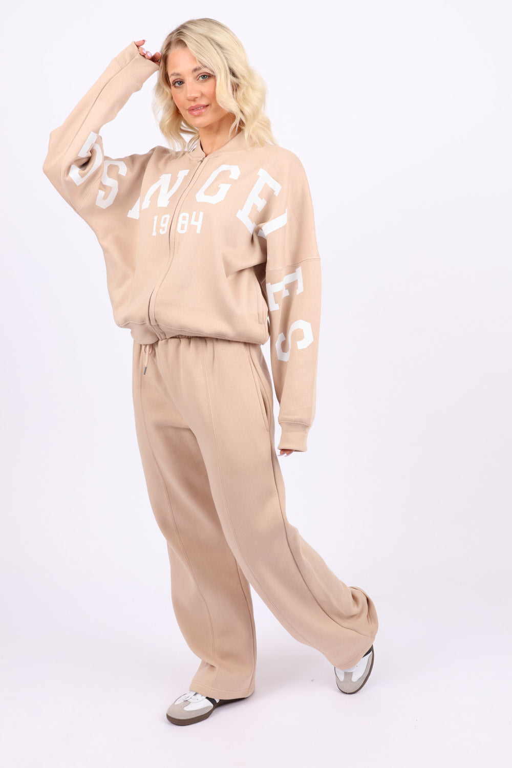 Bomber Style Fleece Zipper Co-ord Set in Los Angeles Print (Pack of 6 Sets)