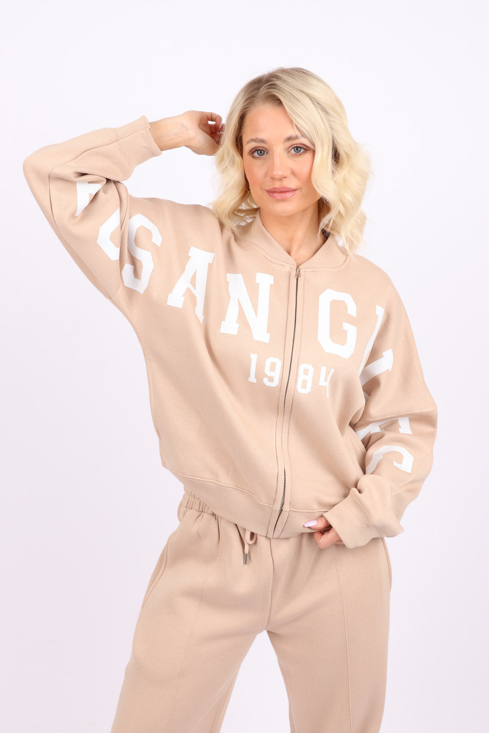 Bomber Style Fleece Zipper Co-ord Set in Los Angeles Print (Pack of 6 Sets)