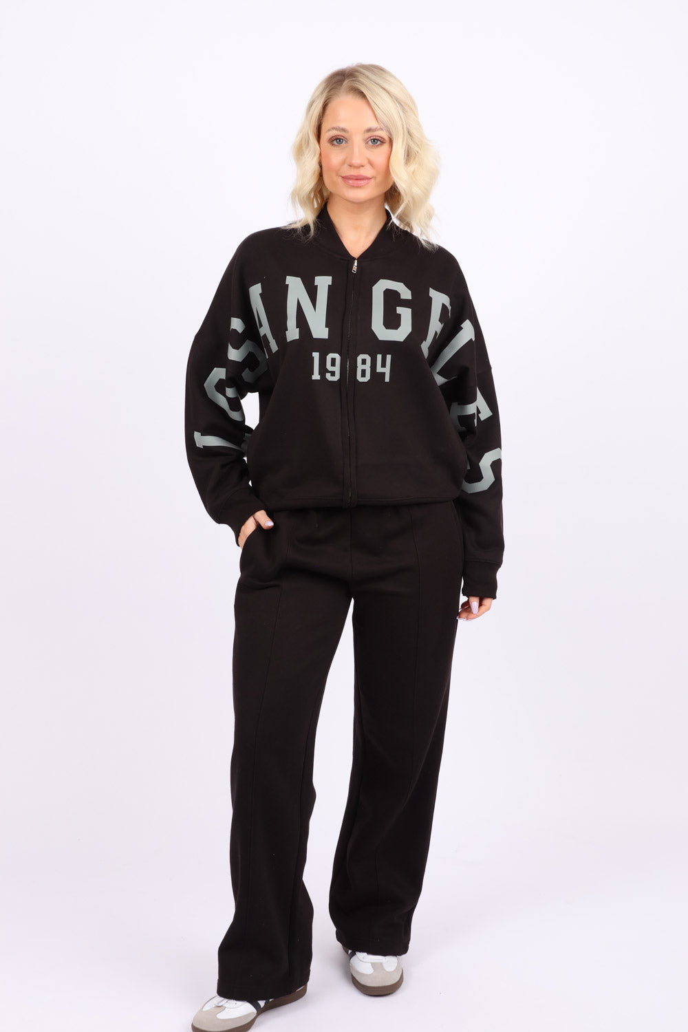 Bomber Style Fleece Zipper Co-ord Set in Los Angeles Print (Pack of 6 Sets)