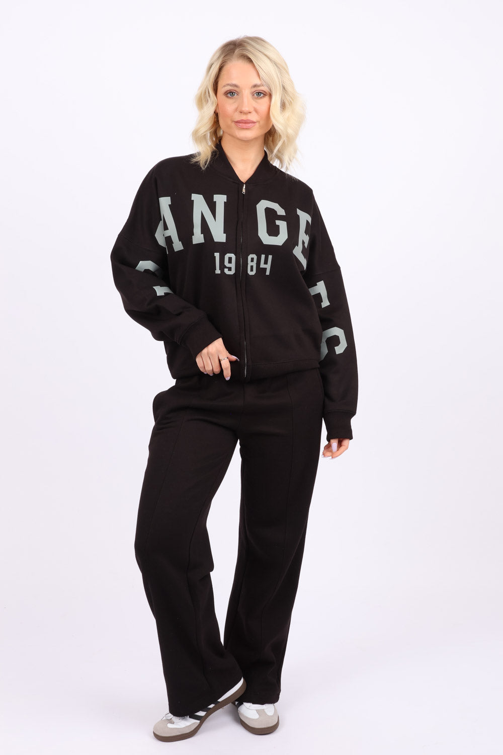 Bomber Style Fleece Zipper Co-ord Set in Los Angeles Print (Pack of 6 Sets)