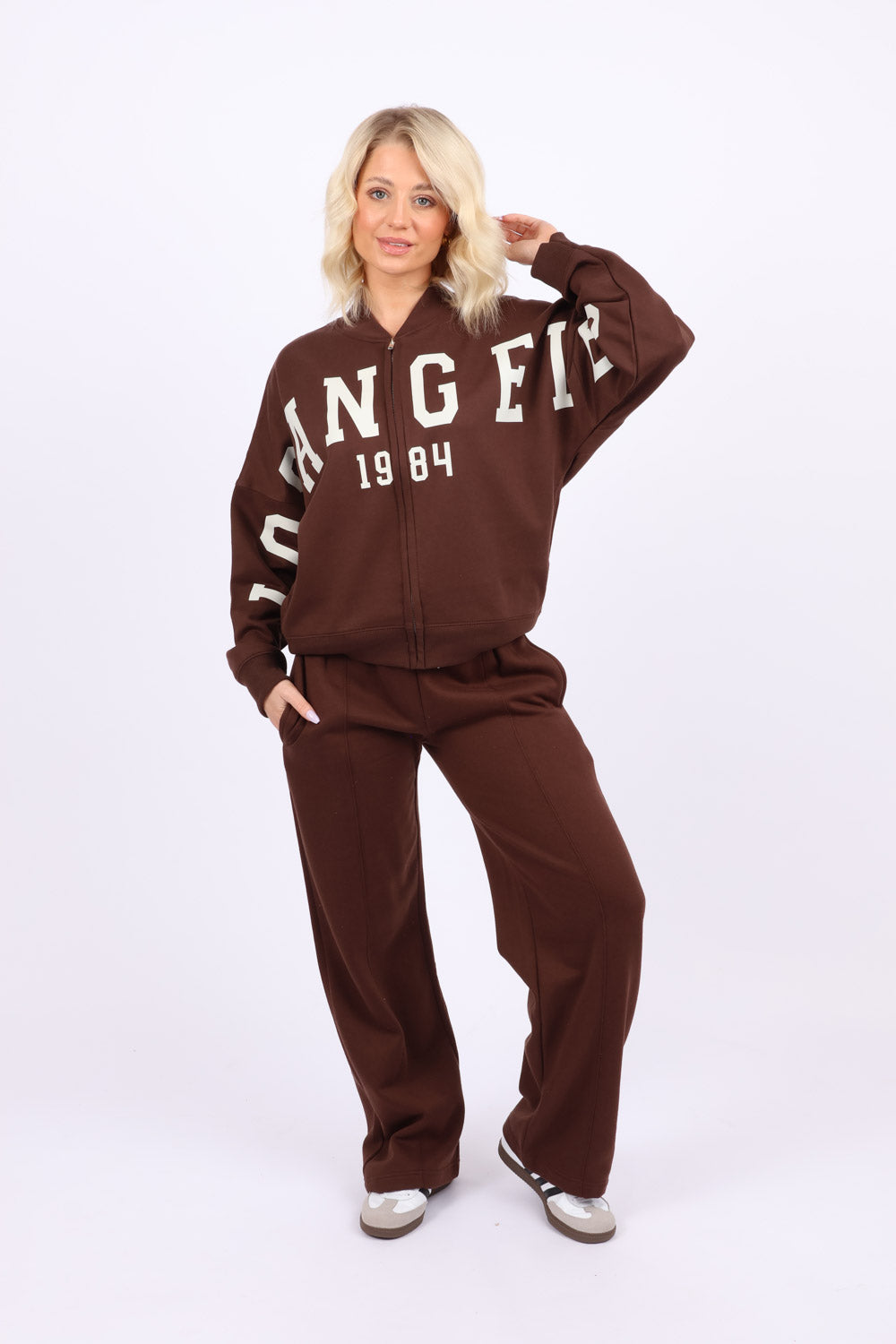 Bomber Style Fleece Zipper Co-ord Set in Los Angeles Print (Pack of 6 Sets)