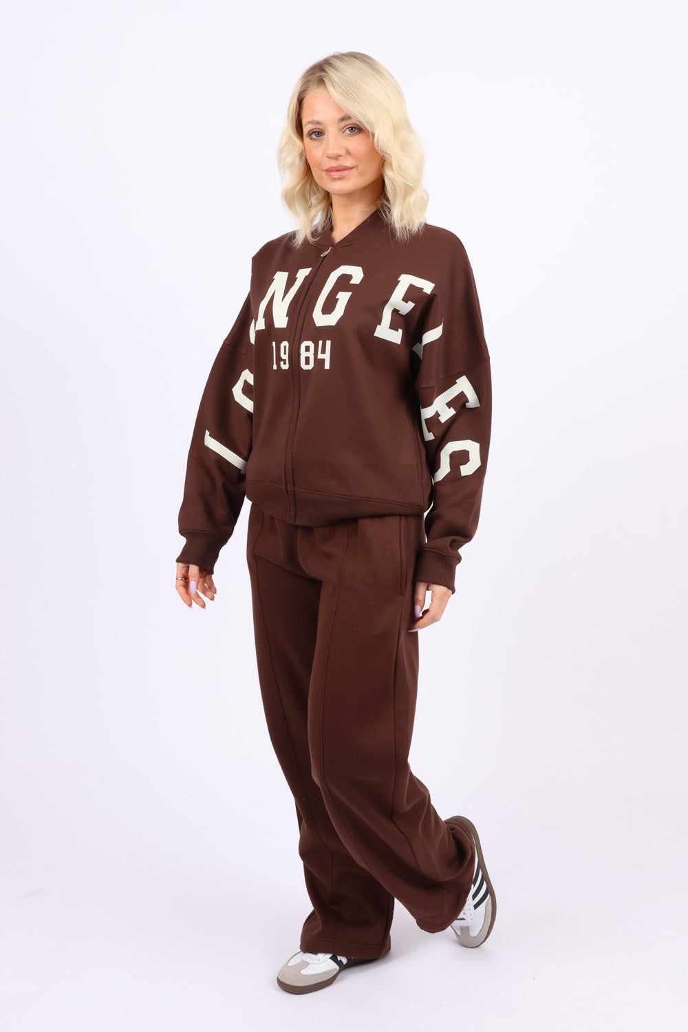 Bomber Style Fleece Zipper Co-ord Set in Los Angeles Print (Pack of 6 Sets)