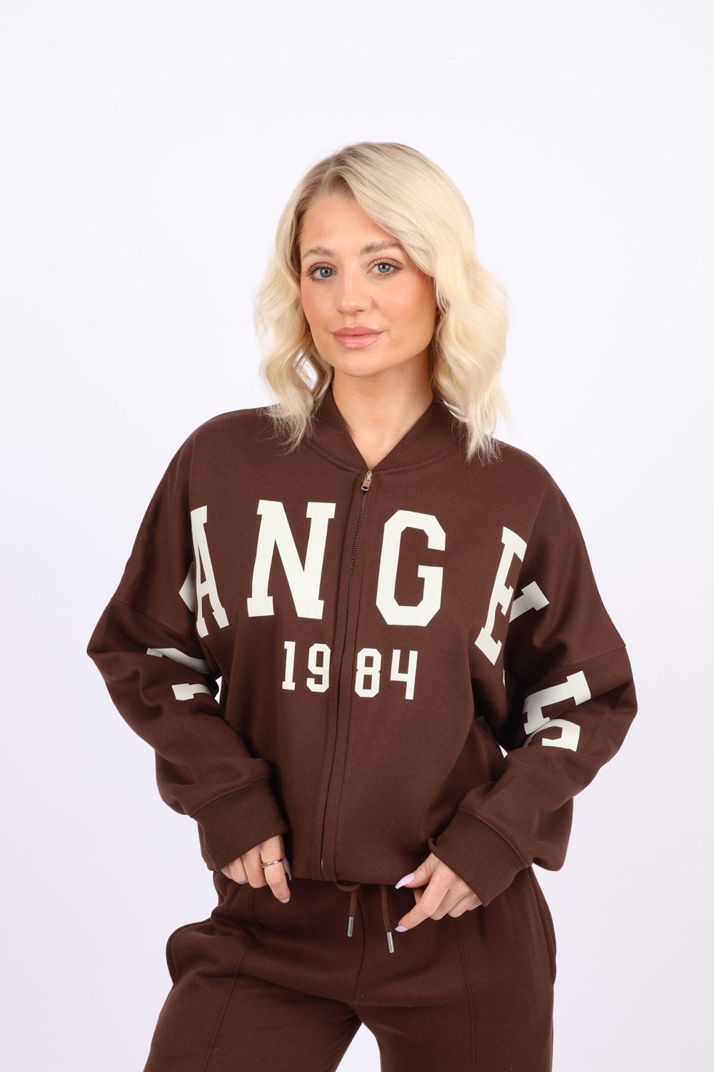 Bomber Style Fleece Zipper Co-ord Set in Los Angeles Print (Pack of 6 Sets)