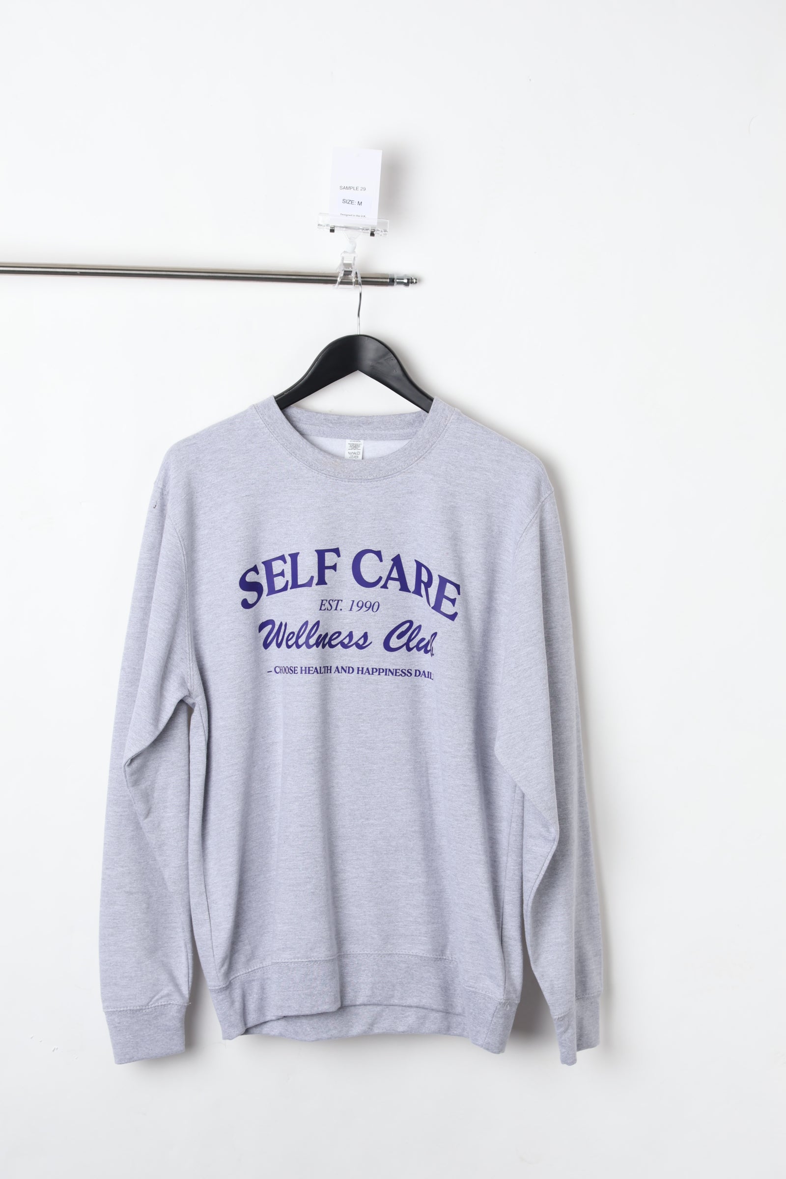 Self Care Wellness Club Ash Grey Sweatshirt (Size M) – Sample