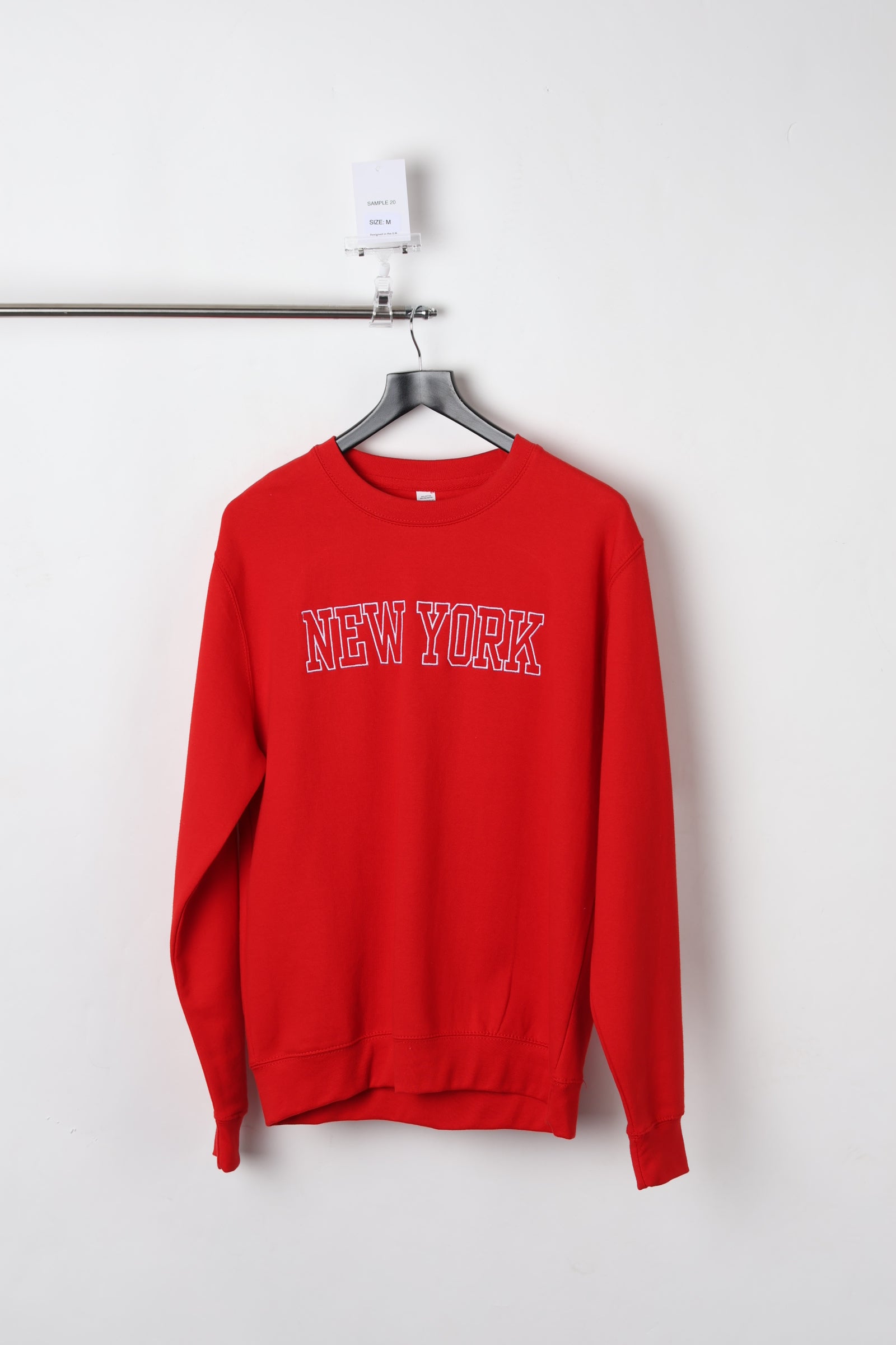 New York Embroidered Red Sweatshirt (Size M) - Sample