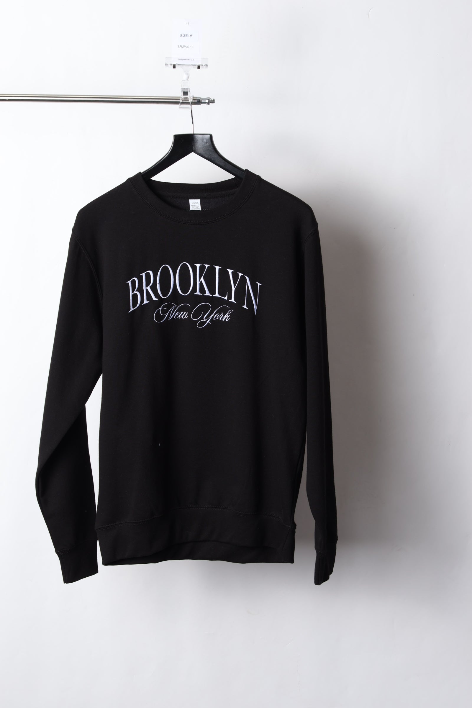 Brooklyn Embroidered Black Sweatshirt (Size M) - Sample
