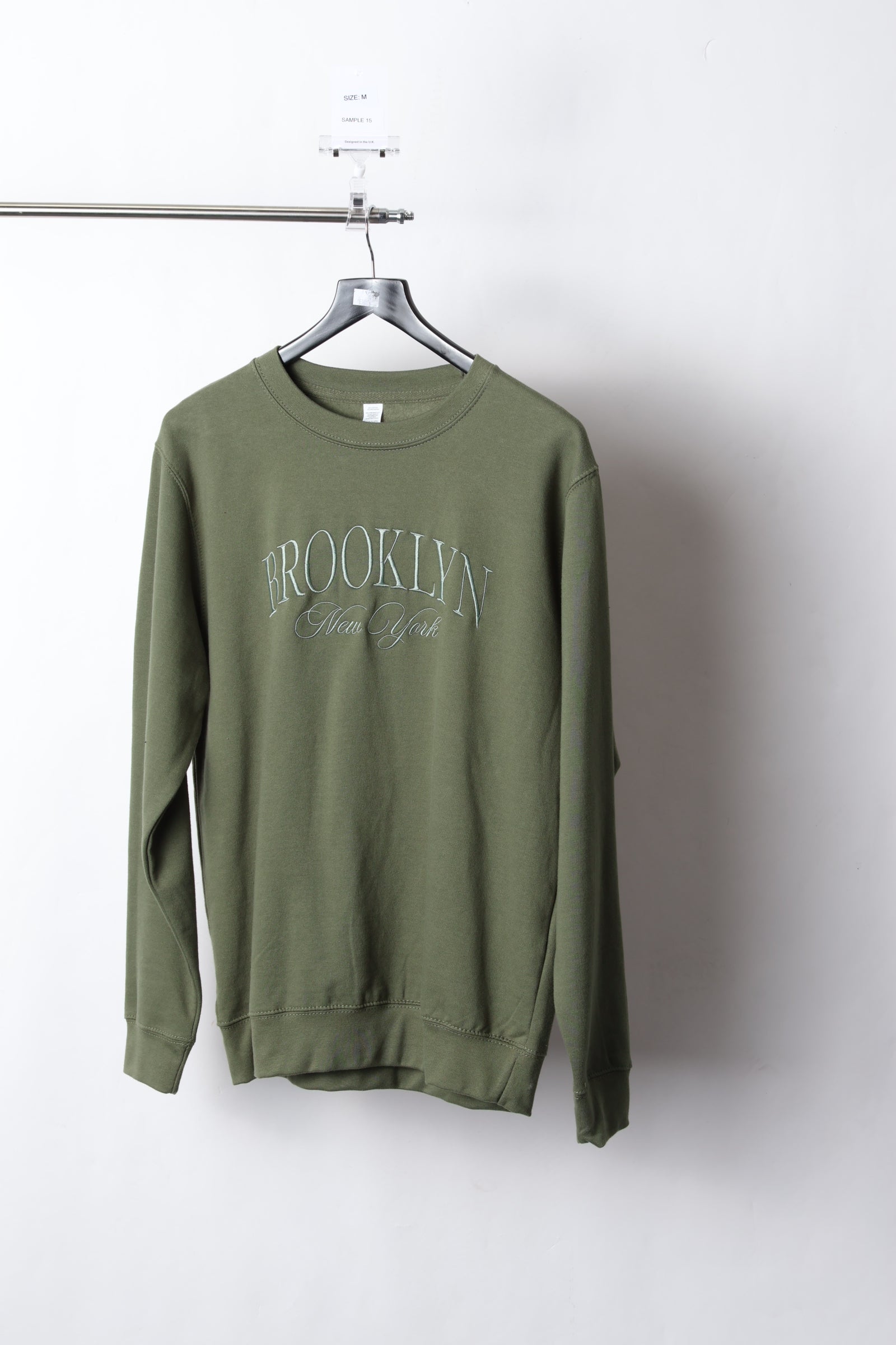 Brooklyn New York Embroidered Khaki Sweatshirt (Size M) - Sample